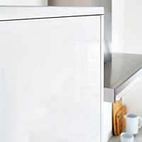 GoodHome Stevia & Garcinia Gloss white slab Standard Clad on end panel (H)900mm (W)610mm