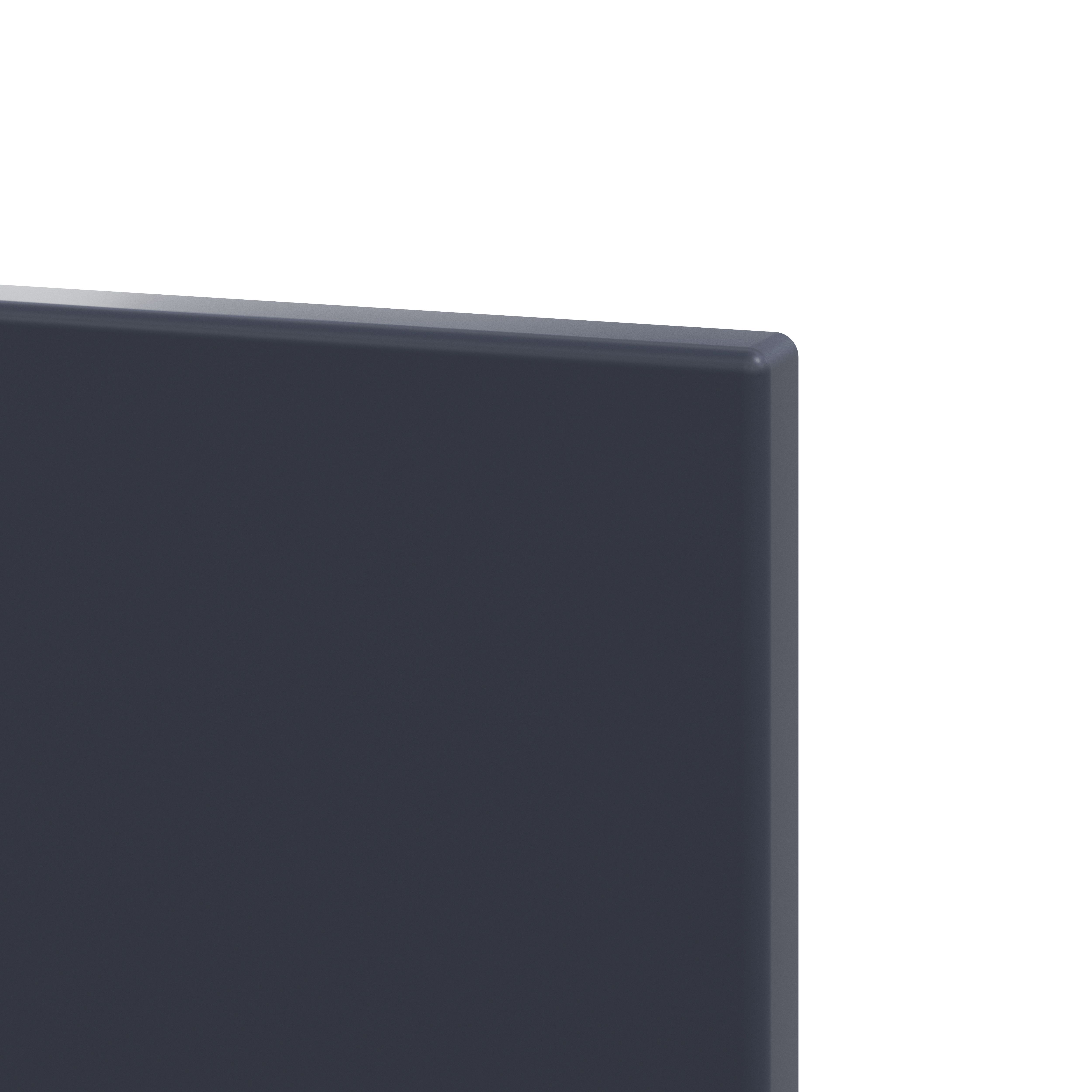 GoodHome Stevia & Garcinia Innovo handleless matt blue slab Clad on end panel (H)934mm (W)640mm