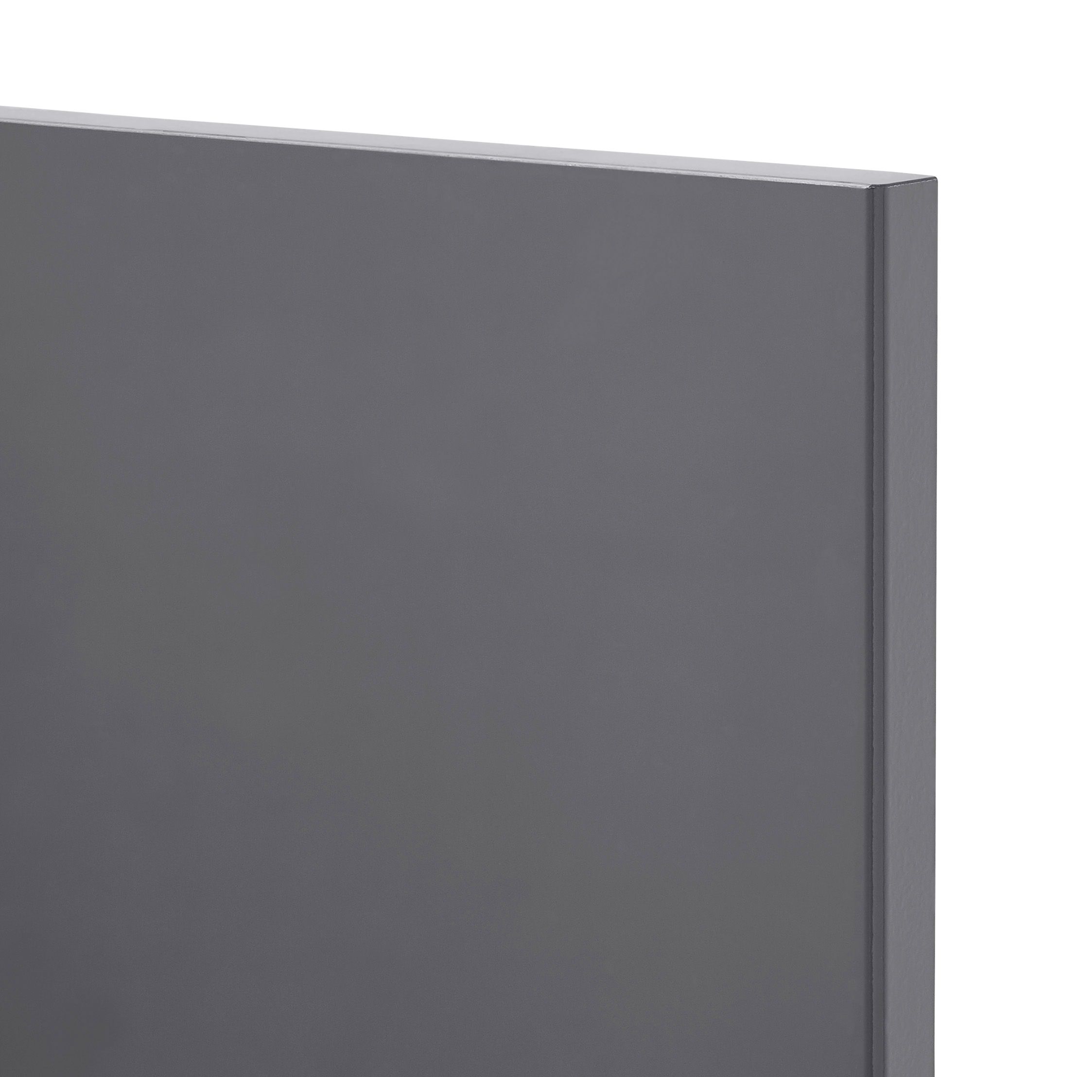 GoodHome Stevia Gloss anthracite slab 50:50 Larder/Fridge Cabinet door (W)600mm (H)1001mm (T)18mm