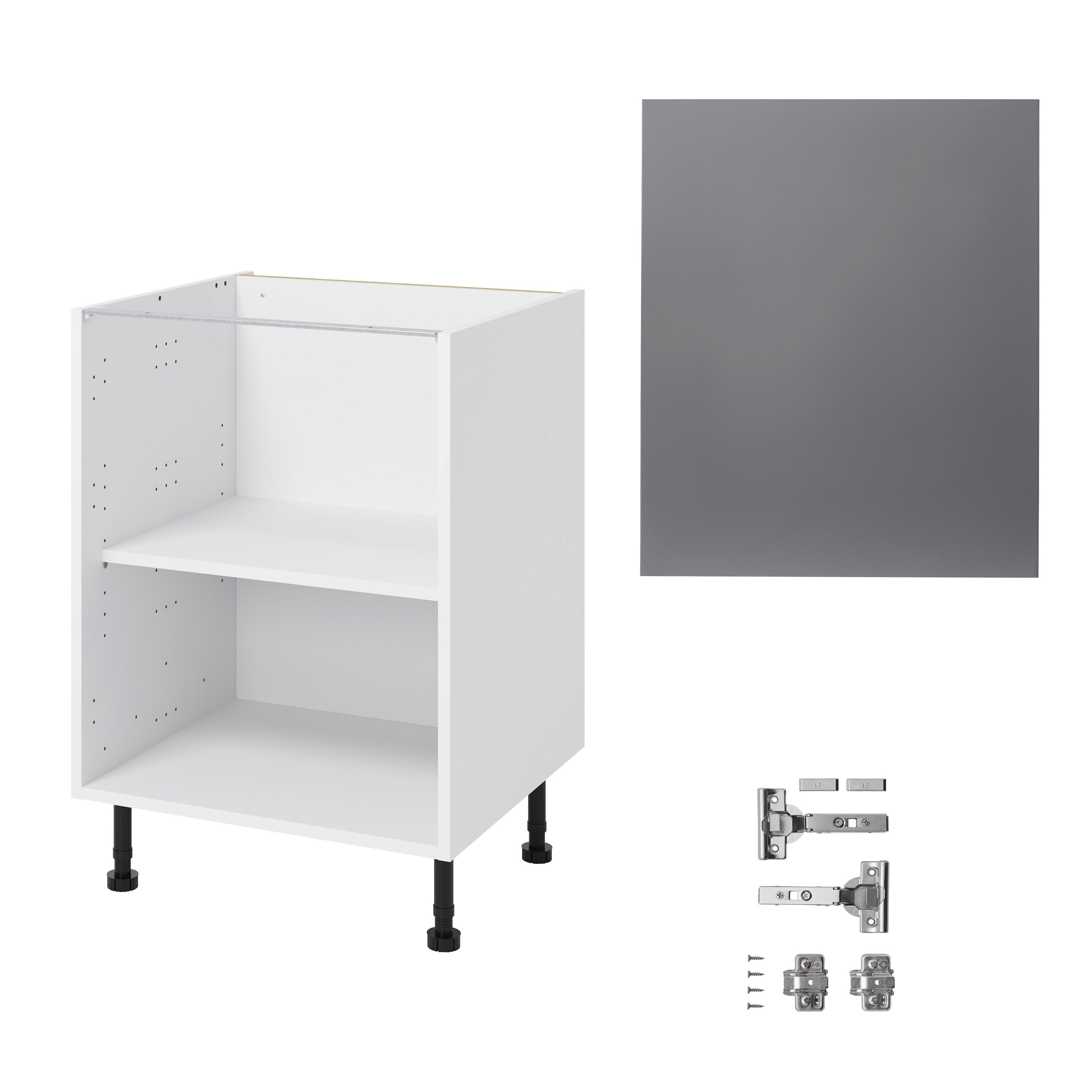 GoodHome Stevia Gloss anthracite slab Base Kitchen cabinet (W)600mm (H)720mm