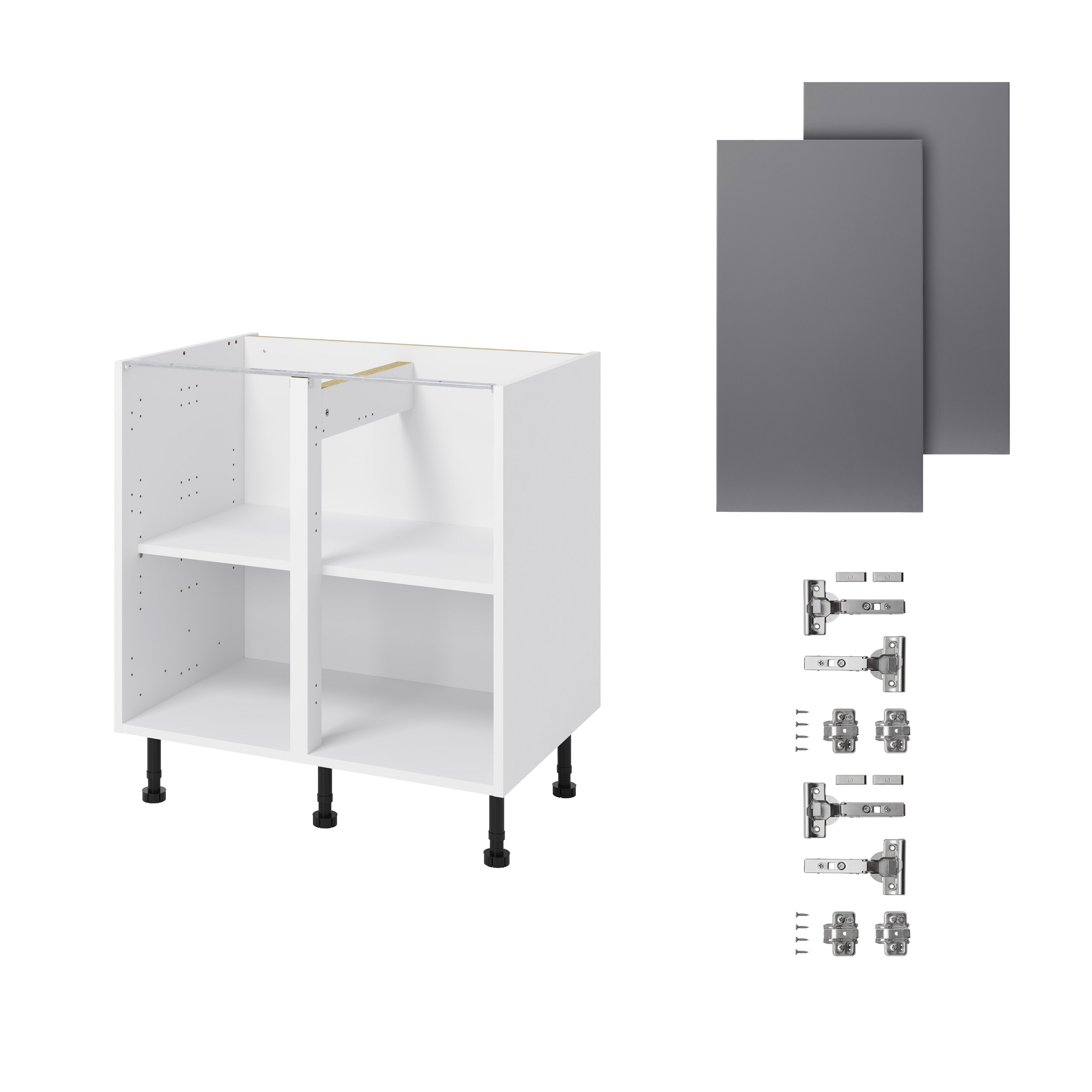 GoodHome Stevia Gloss anthracite slab Base Kitchen cabinet (W)800mm (H)720mm