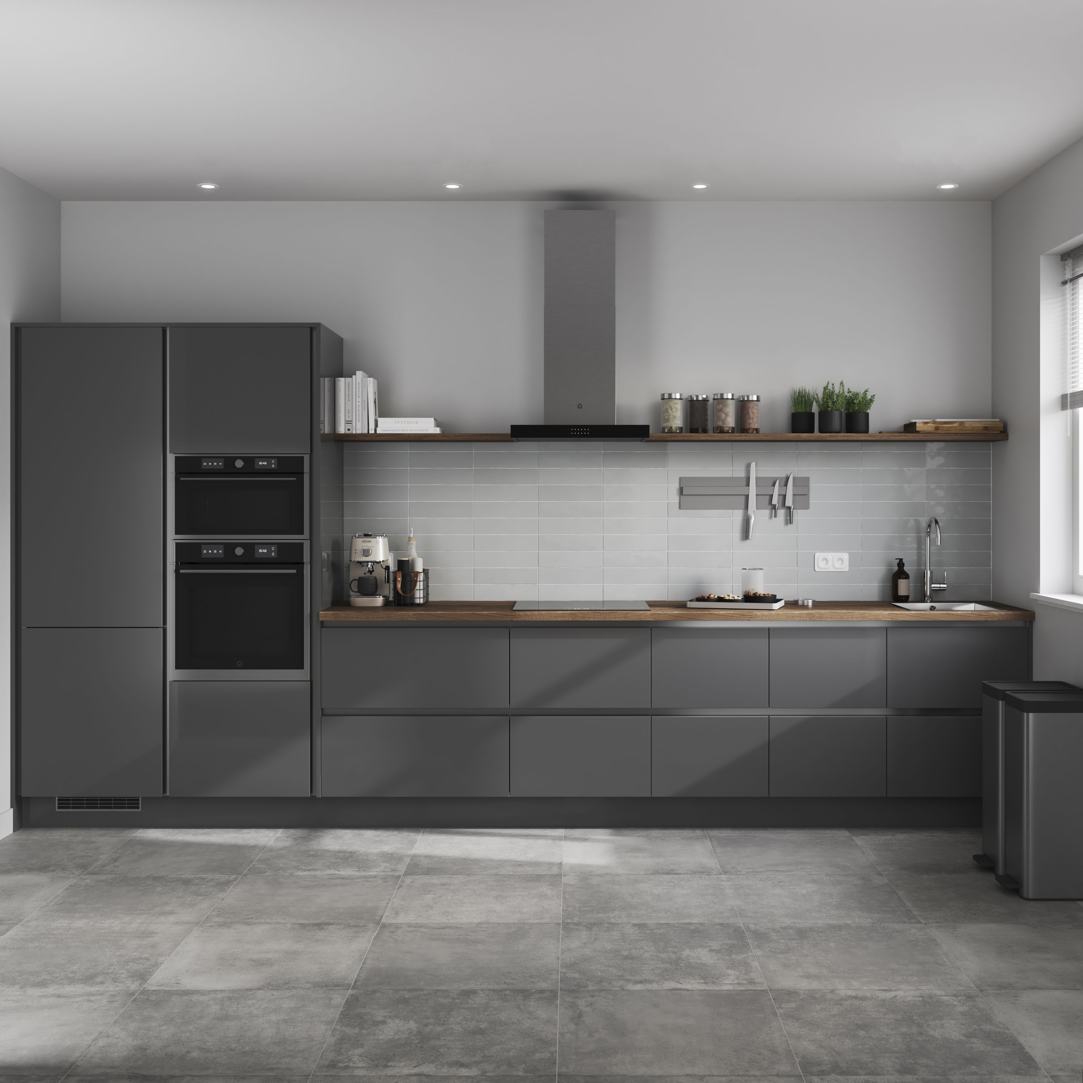 GoodHome Stevia Gloss anthracite slab Drawer front, bridging door & bi fold door, (W)500mm (H)356mm (T)18mm