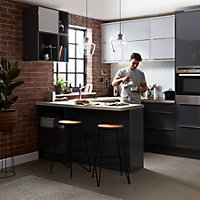 GoodHome Stevia Gloss anthracite slab Highline Cabinet door (W)500mm