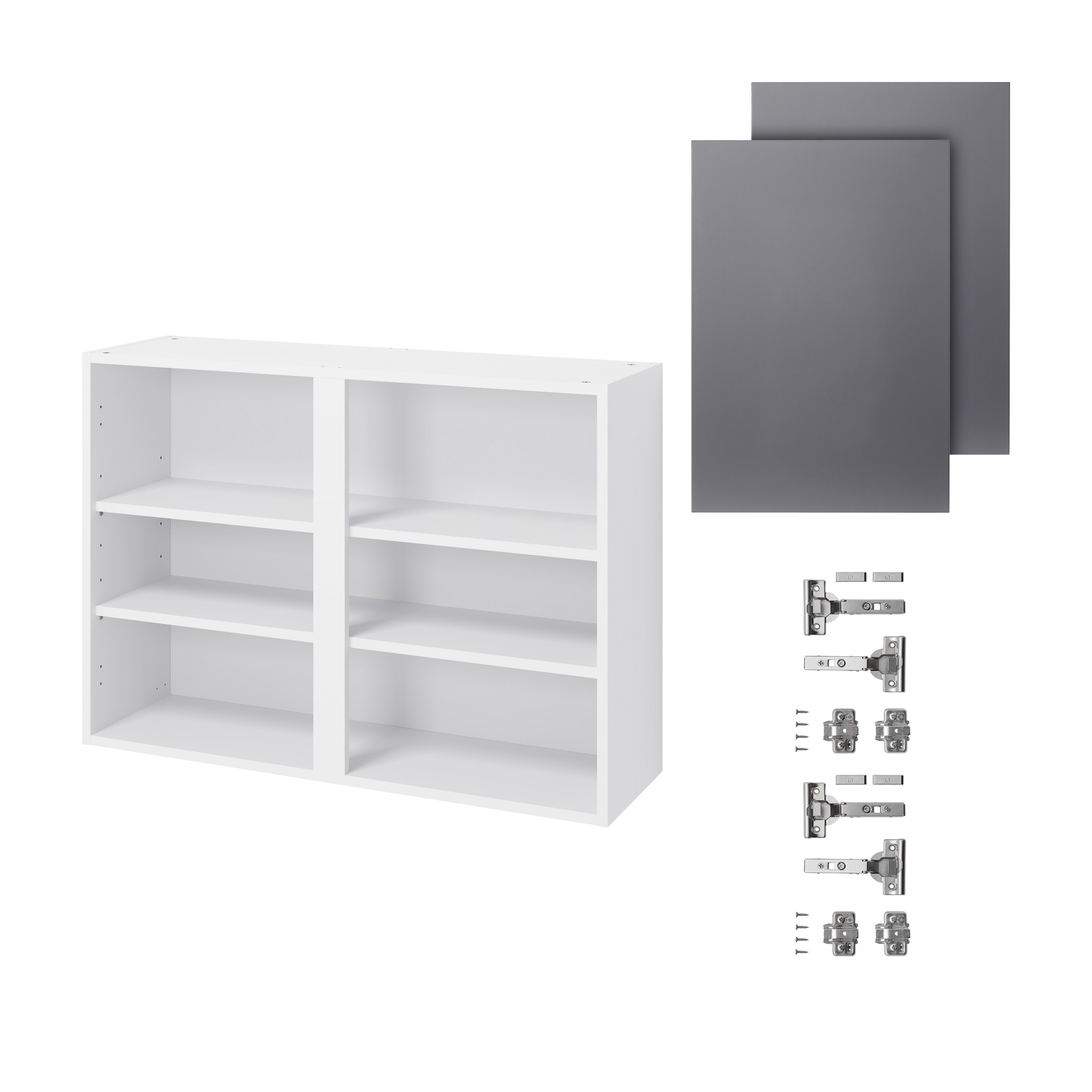 GoodHome Stevia Gloss anthracite slab Wall Kitchen cabinet (W)1000mm (H)720mm