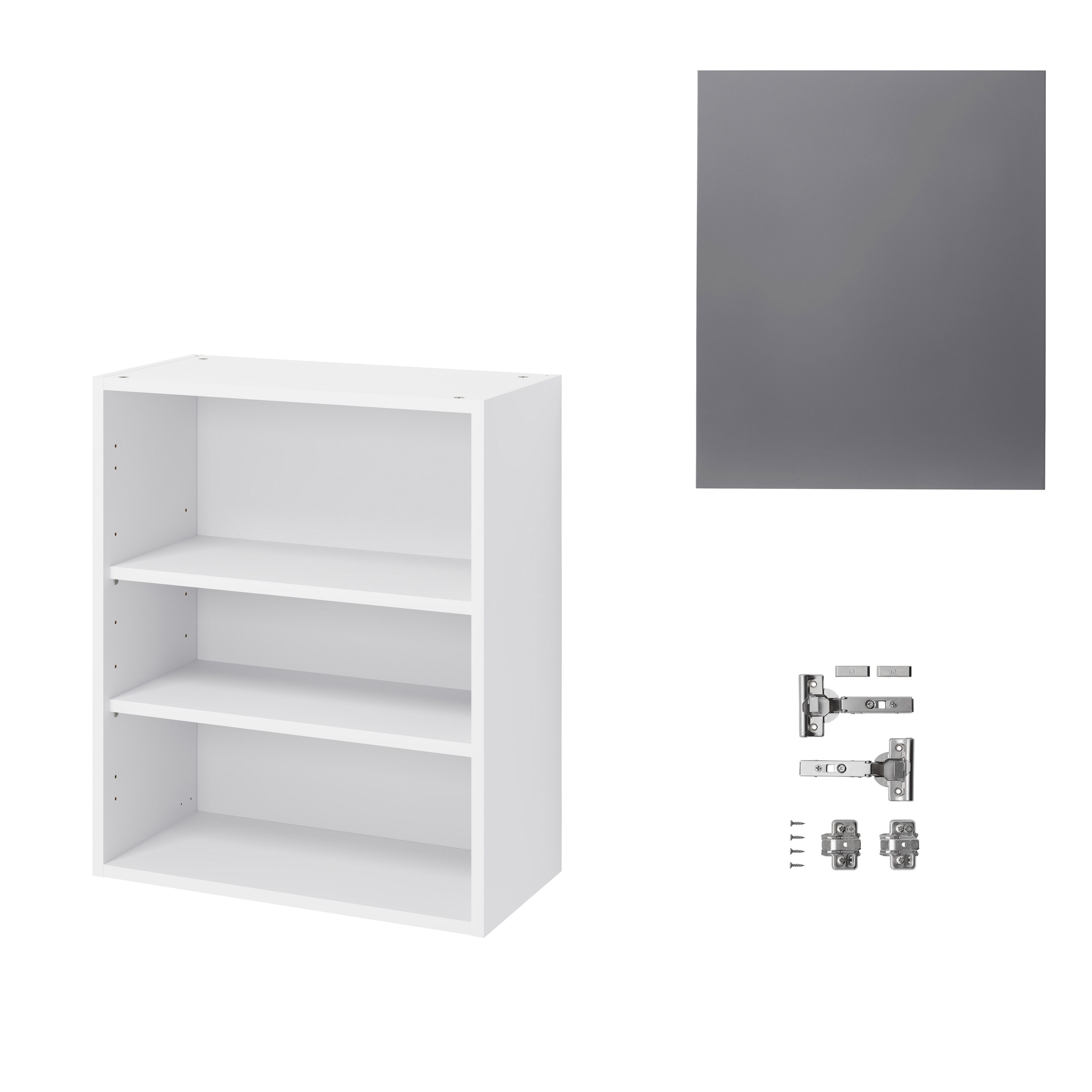 GoodHome Stevia Gloss anthracite slab Wall Kitchen cabinet (W)600mm (H)720mm