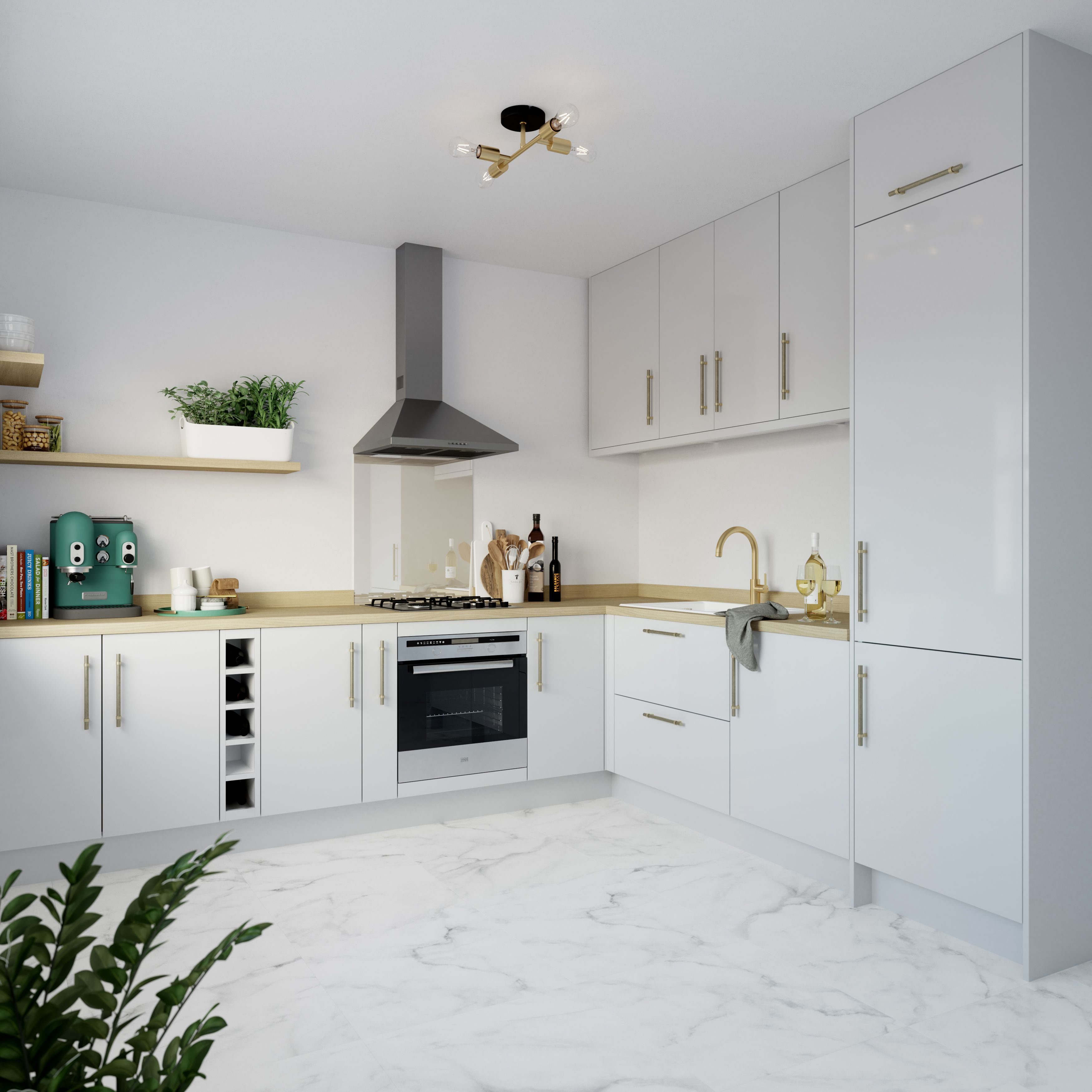 GoodHome Stevia Gloss grey slab Drawerline door & drawer front, (W)600mm (H)715mm (T)18mm