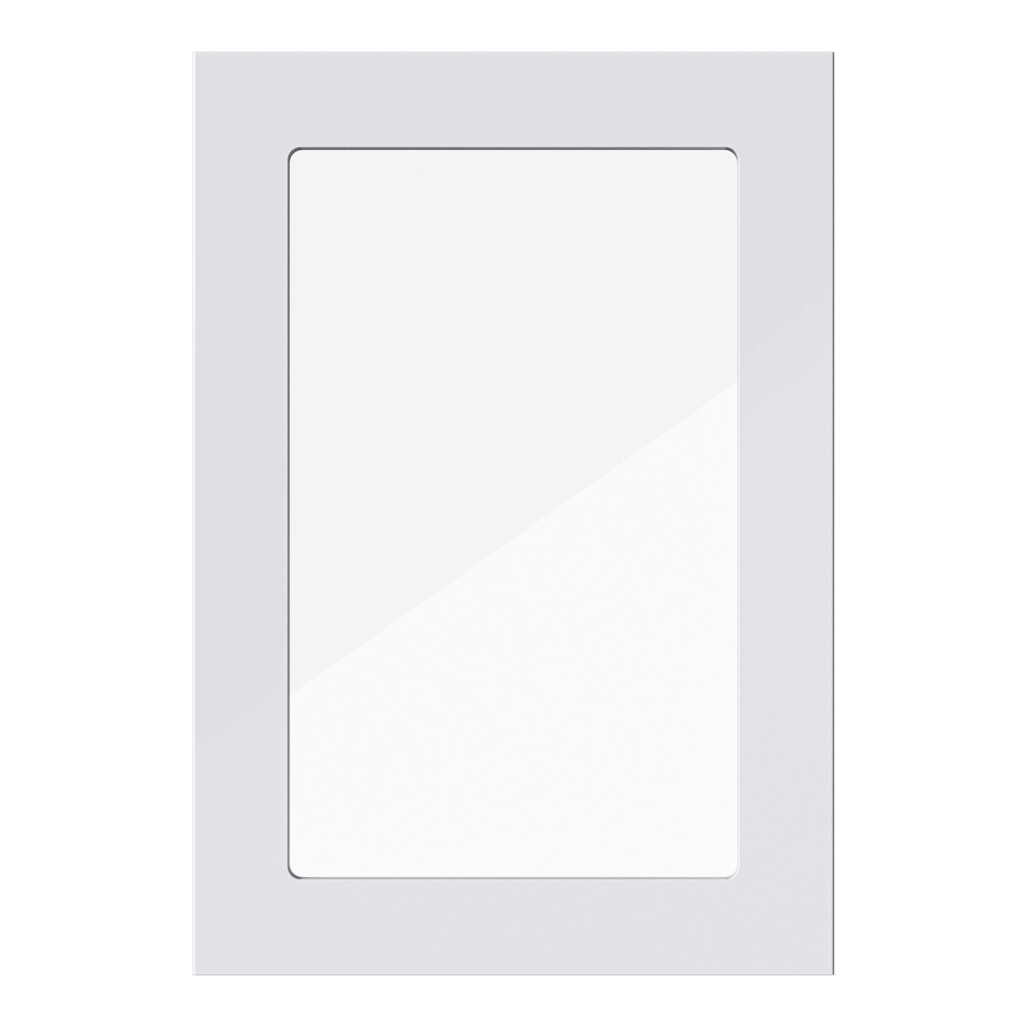 GoodHome Stevia Gloss grey slab Tall glazed Cabinet door (W)500mm (H)895mm (T)18mm