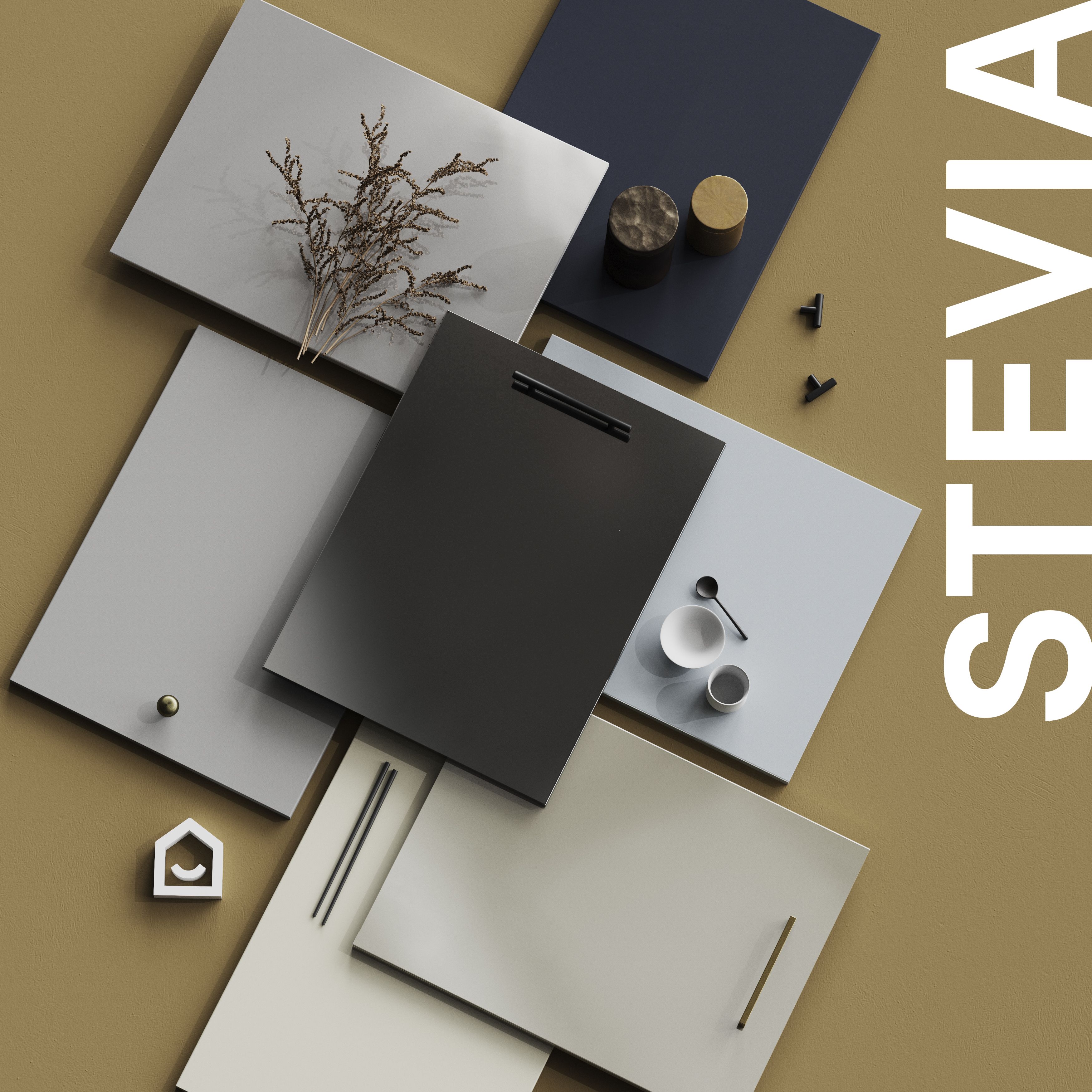 GoodHome Stevia Gloss grey slab Tall larder Cabinet door (W)600mm (H)1467mm (T)18mm