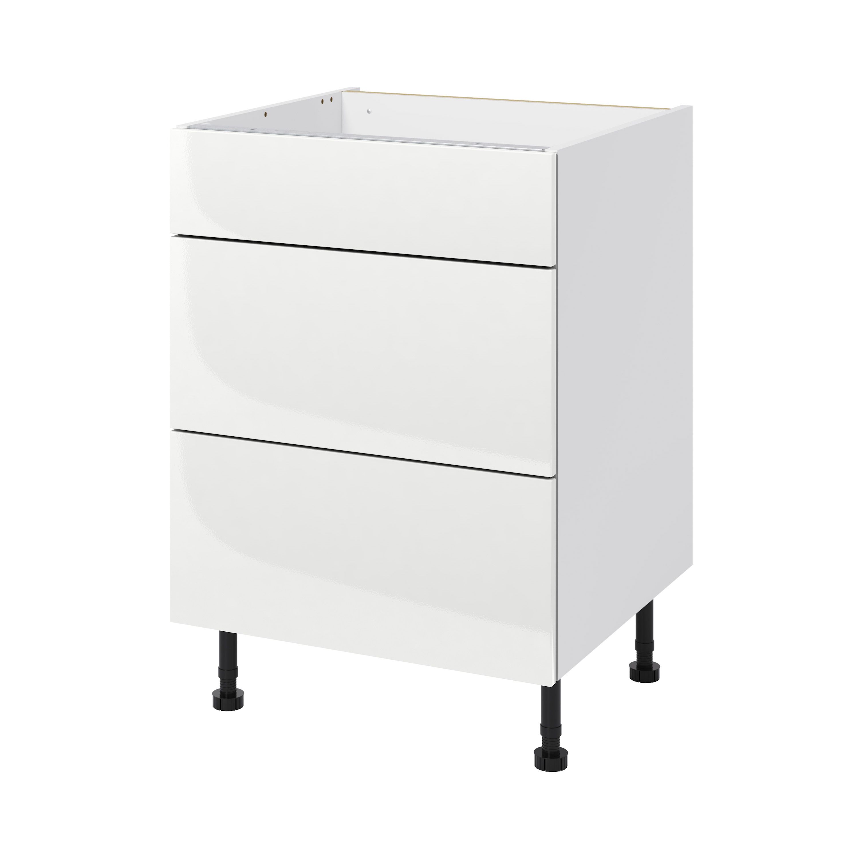 GoodHome Stevia Gloss white slab Cabinet, drawer & door set, (L)60cm