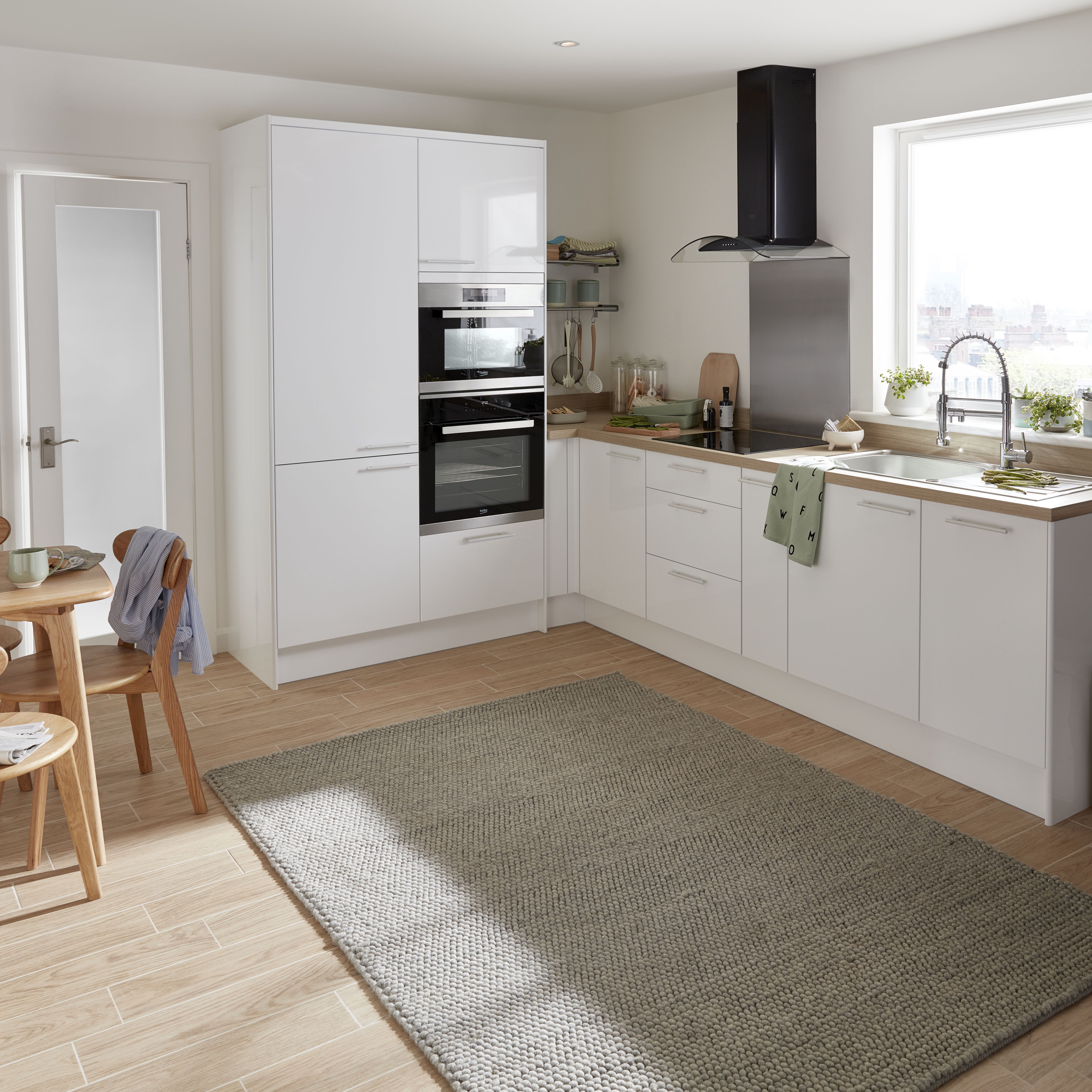 GoodHome Stevia Gloss white slab Drawer front, bridging door & bi fold door, (W)500mm (H)356mm (T)18mm