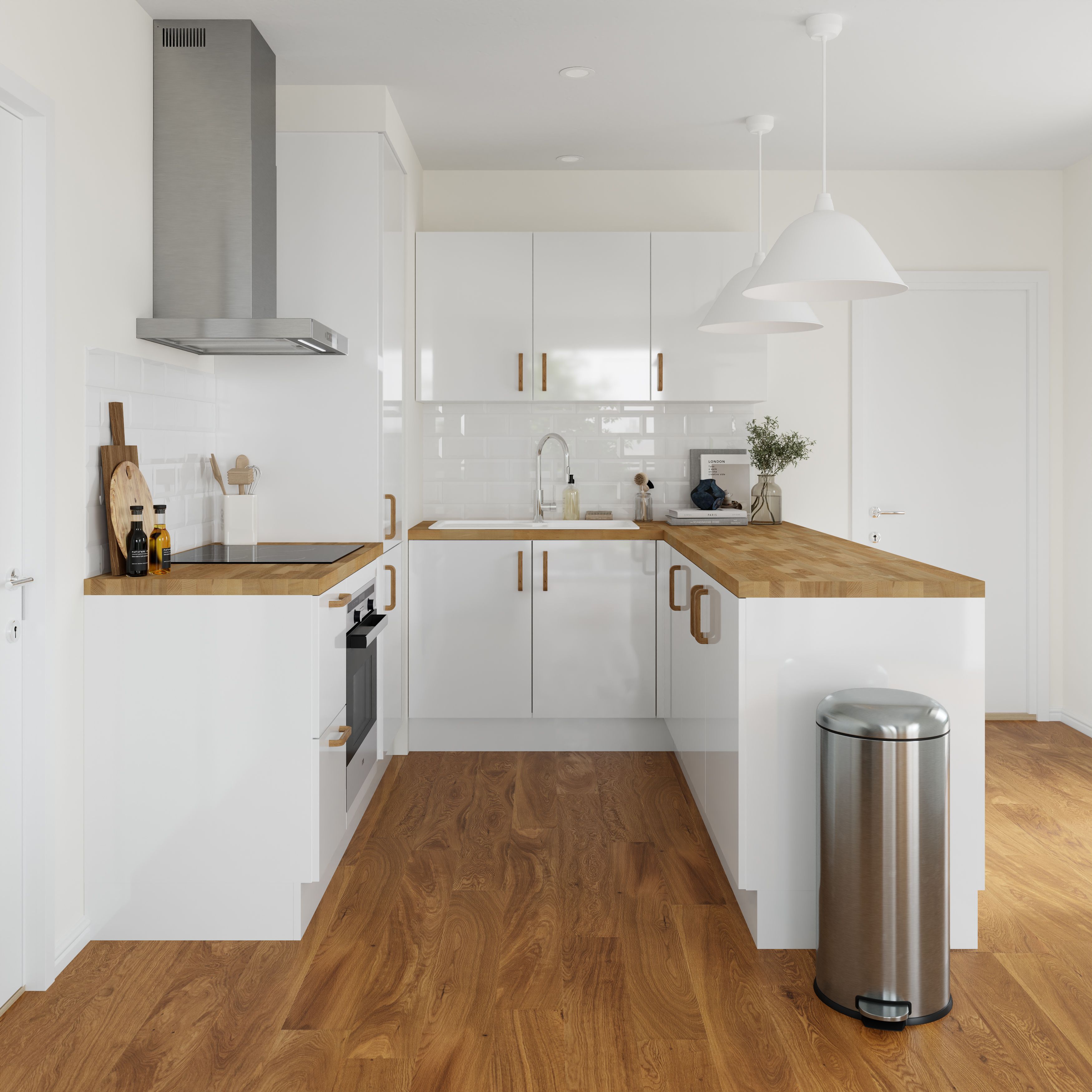 GoodHome Stevia Gloss white slab Drawer front, bridging door & bi fold door, (W)800mm (H)356mm (T)18mm