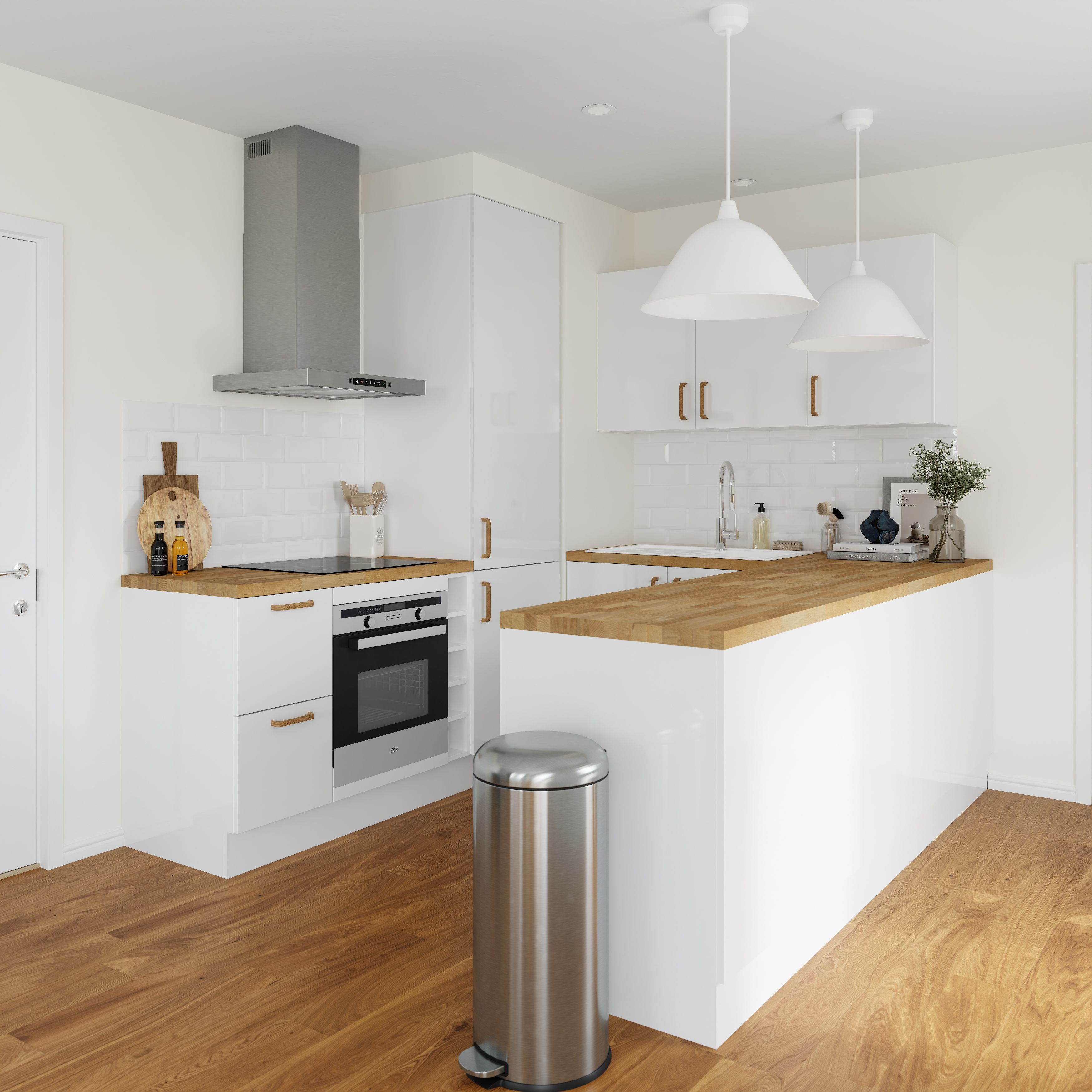 GoodHome Stevia Gloss white slab Drawer front, bridging door & bi fold door, (W)800mm (H)356mm (T)18mm