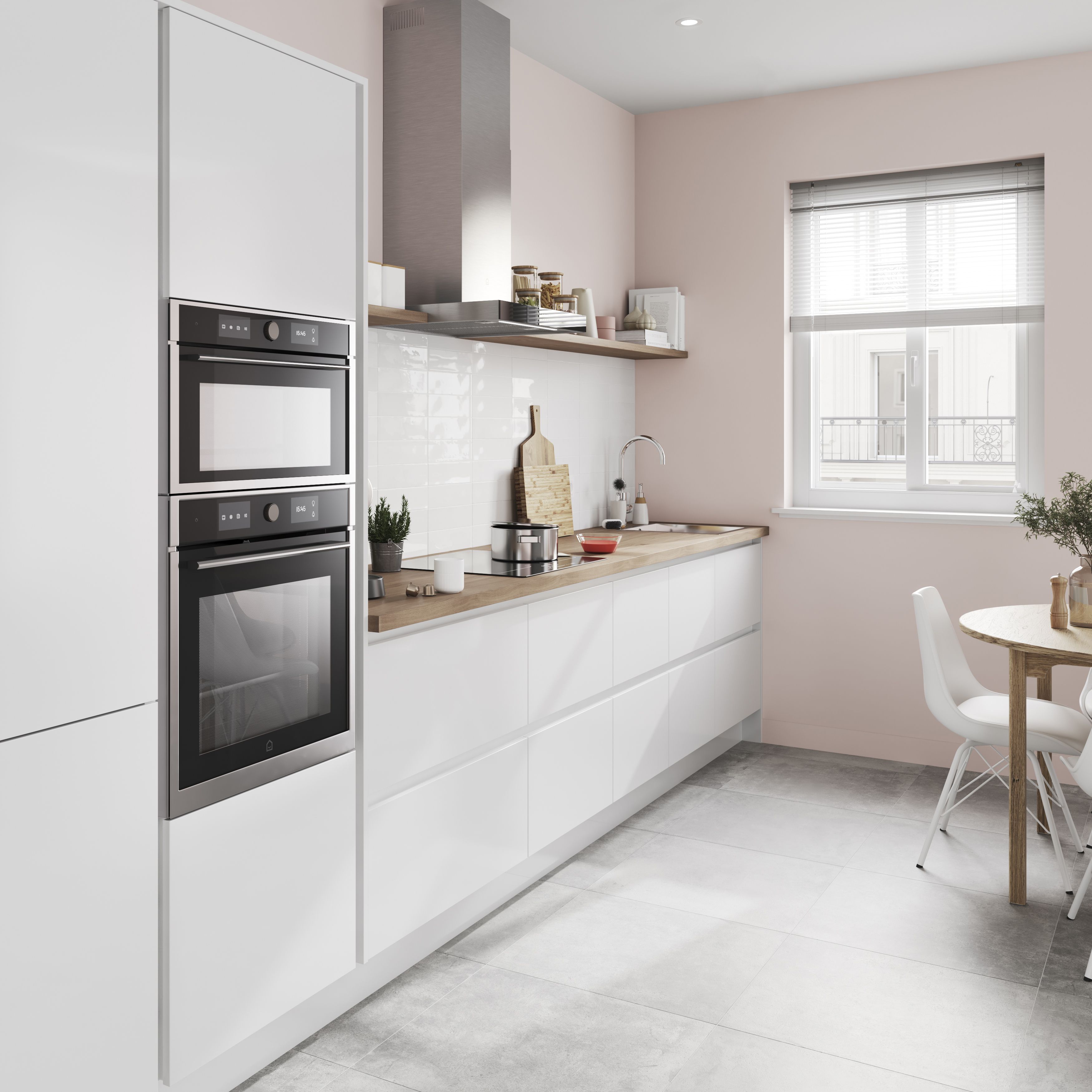 GoodHome Stevia Gloss white slab Drawer front (W)800mm, Pack of 3