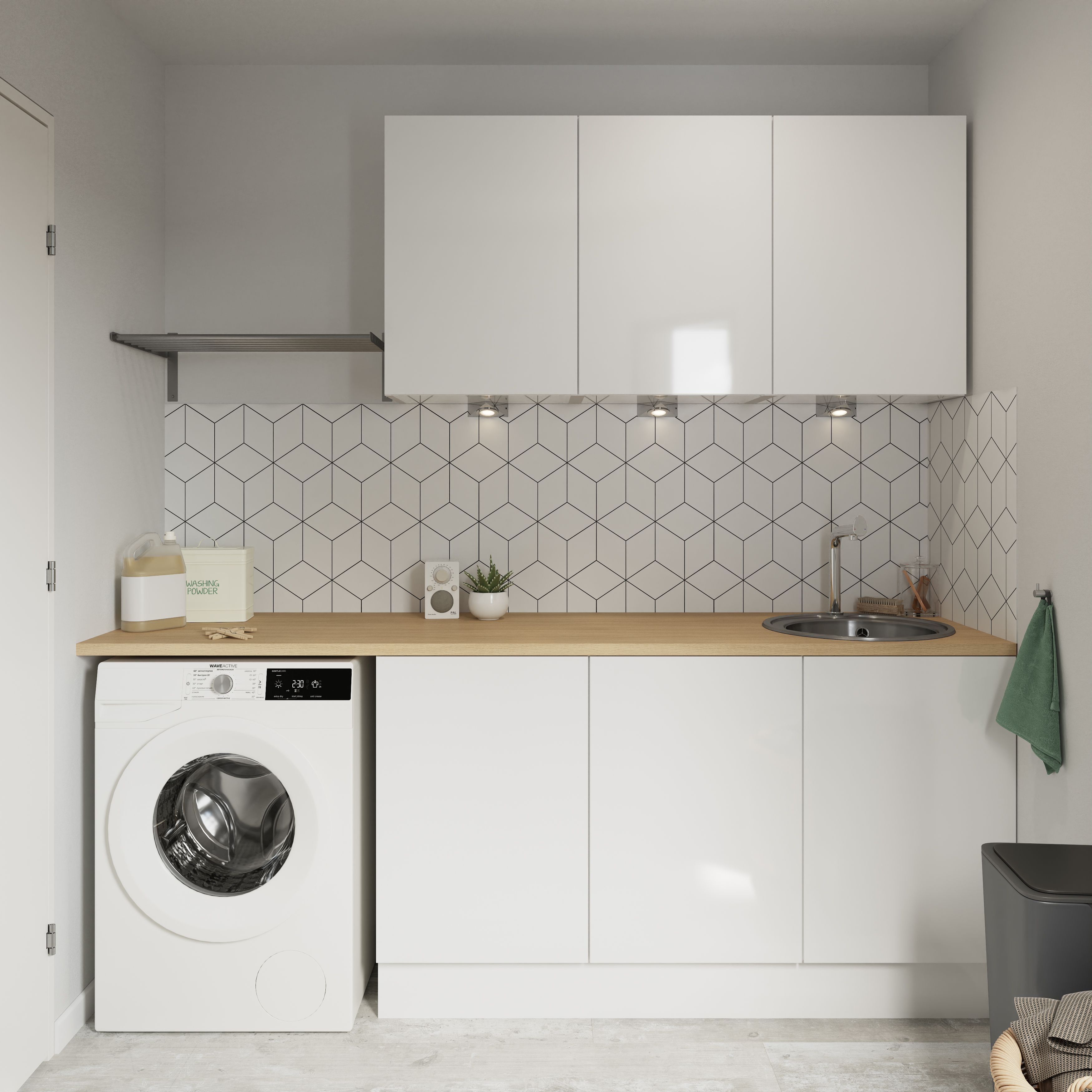 GoodHome Stevia Gloss white slab Standard Appliance Filler panel (H)115mm (W)597mm