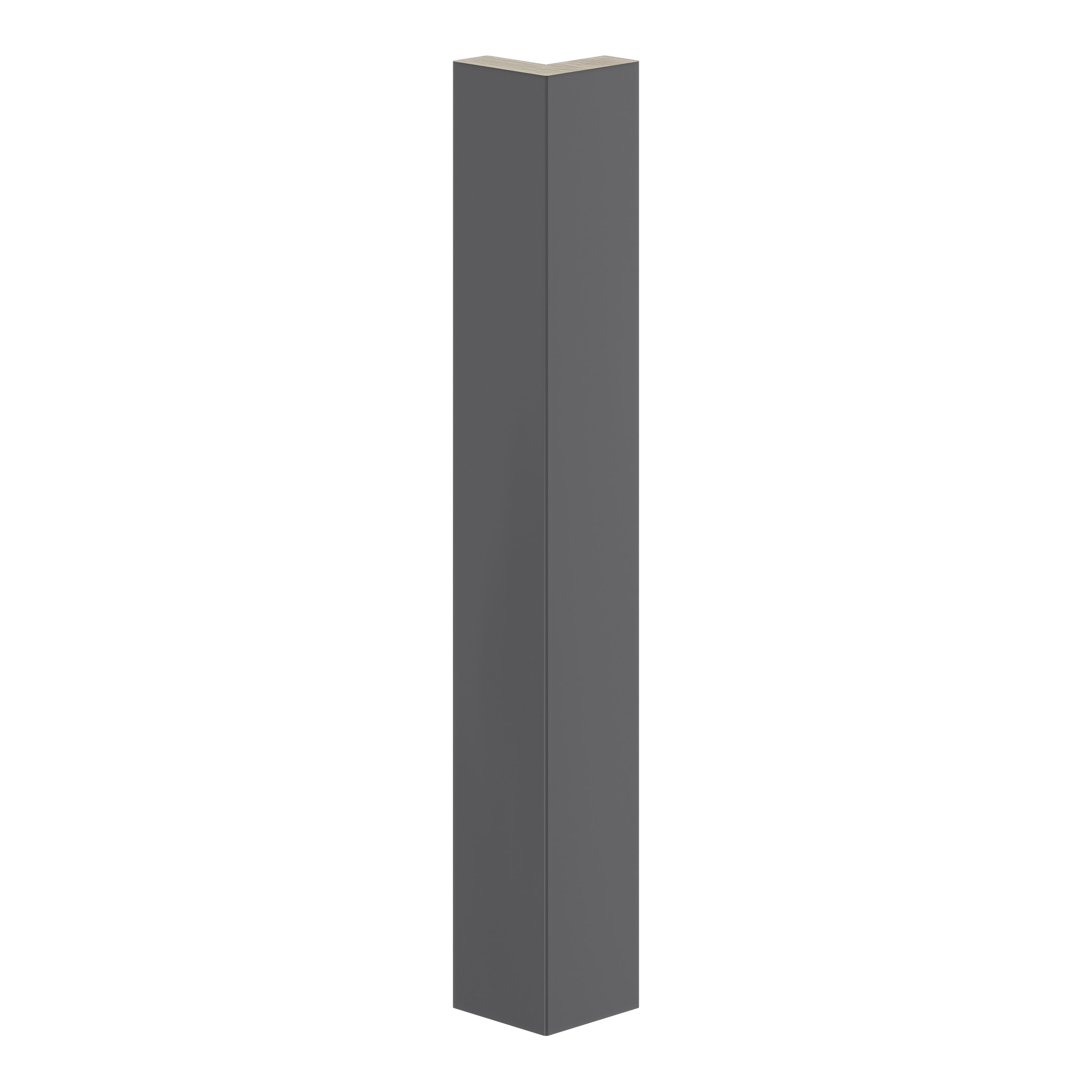 GoodHome Stevia Innovo handleless gloss anthracite slab Standard Corner post, (W)48mm (H)340mm