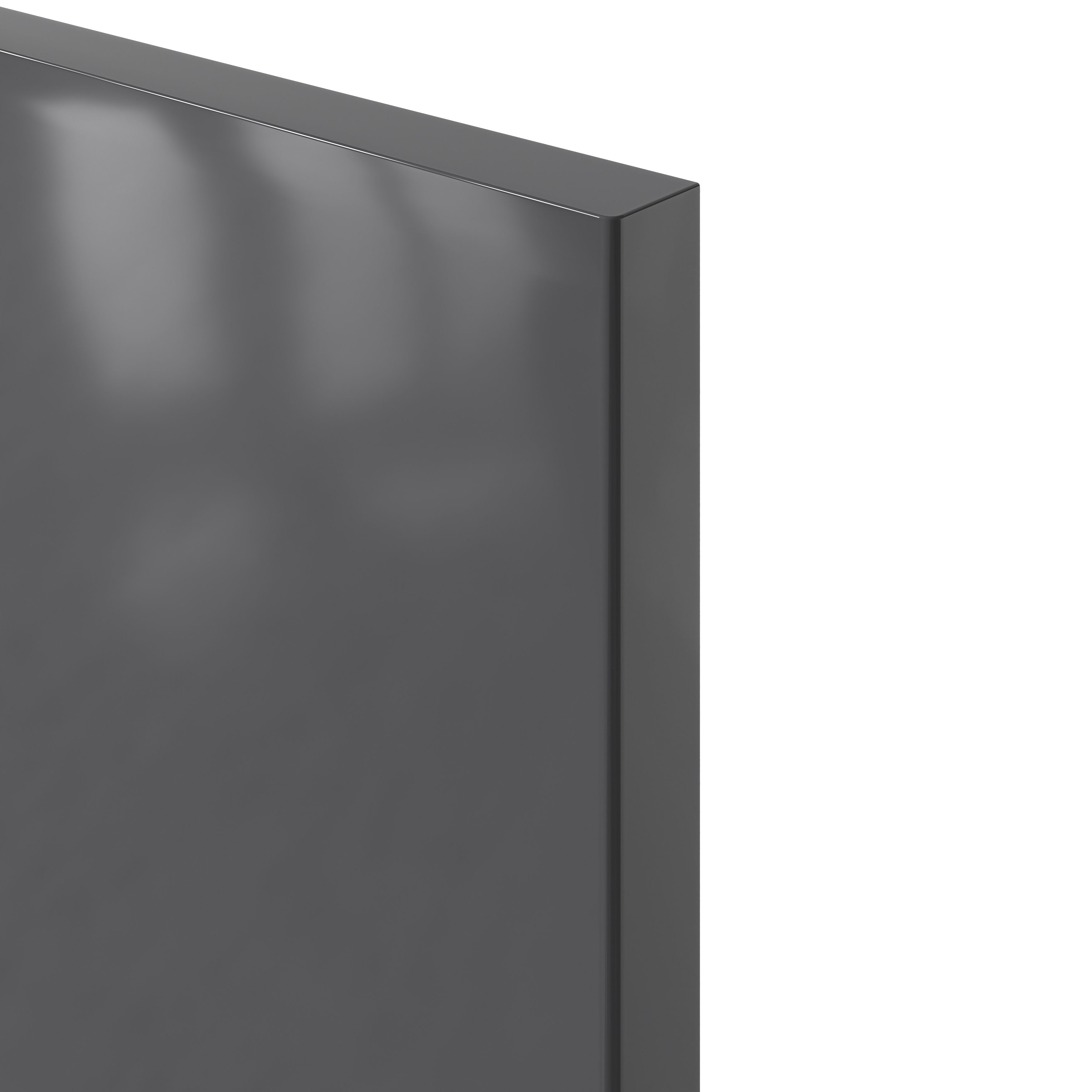 GoodHome Stevia Innovo handleless gloss light grey slab Drawer front, bridging door & bi fold door, (W)400mm (H)340mm (T)18mm