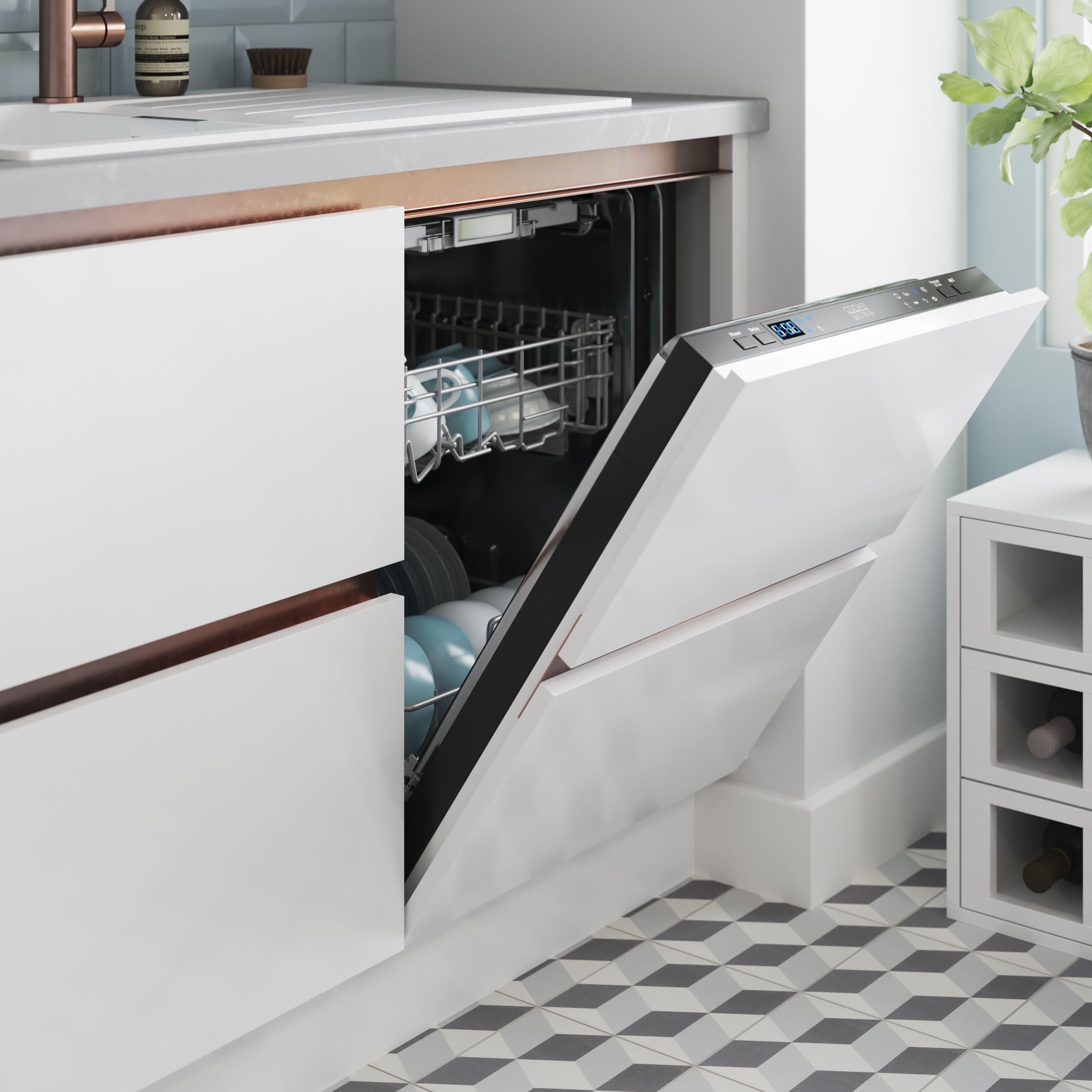 GoodHome Stevia Innovo handleless gloss white slab Drawer front, bridging door & bi fold door, (W)600mm (H)340mm (T)18mm