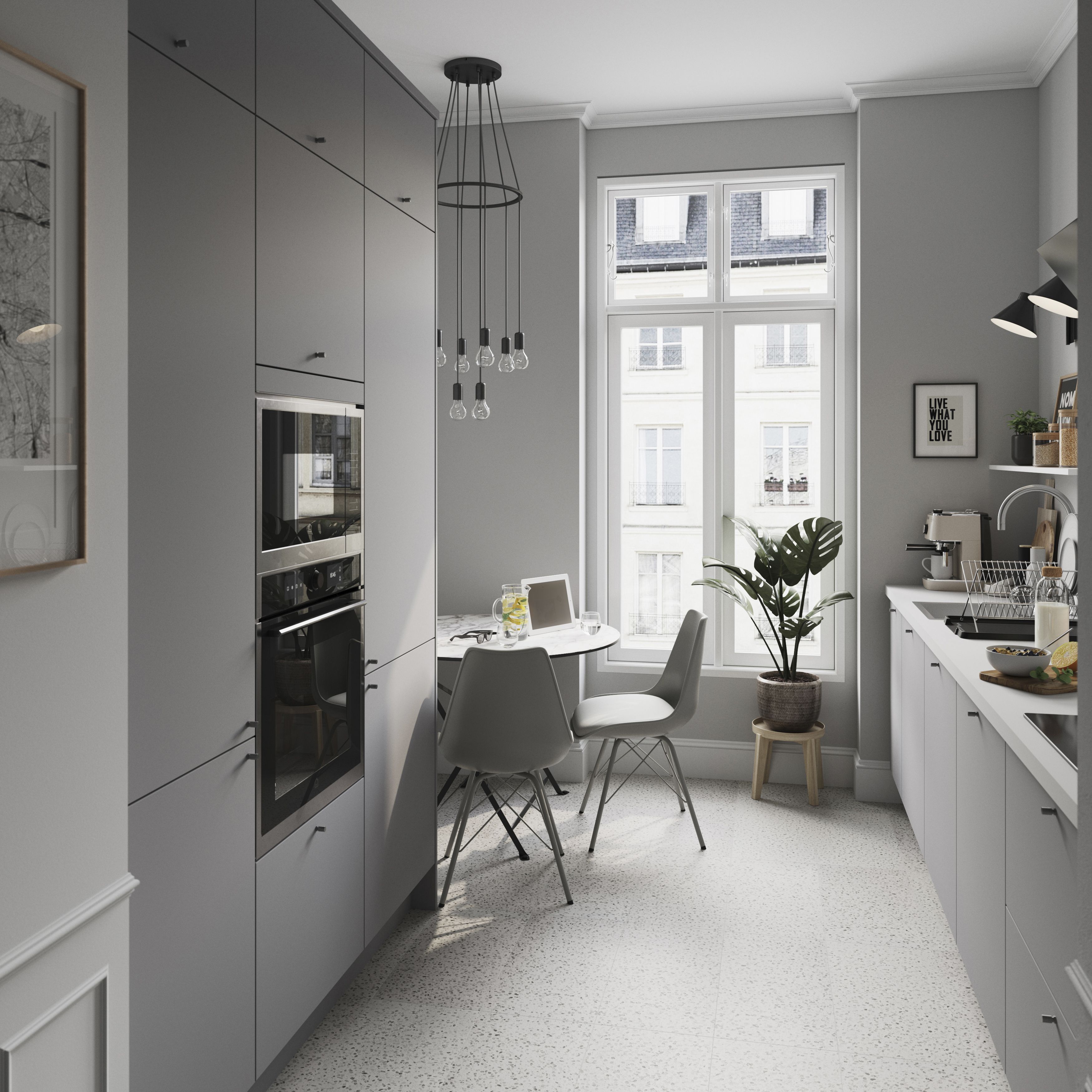 GoodHome Stevia Innovo handleless matt pewter grey slab Drawer front, bridging door & bi fold door, (W)800mm (H)340mm (T)18mm