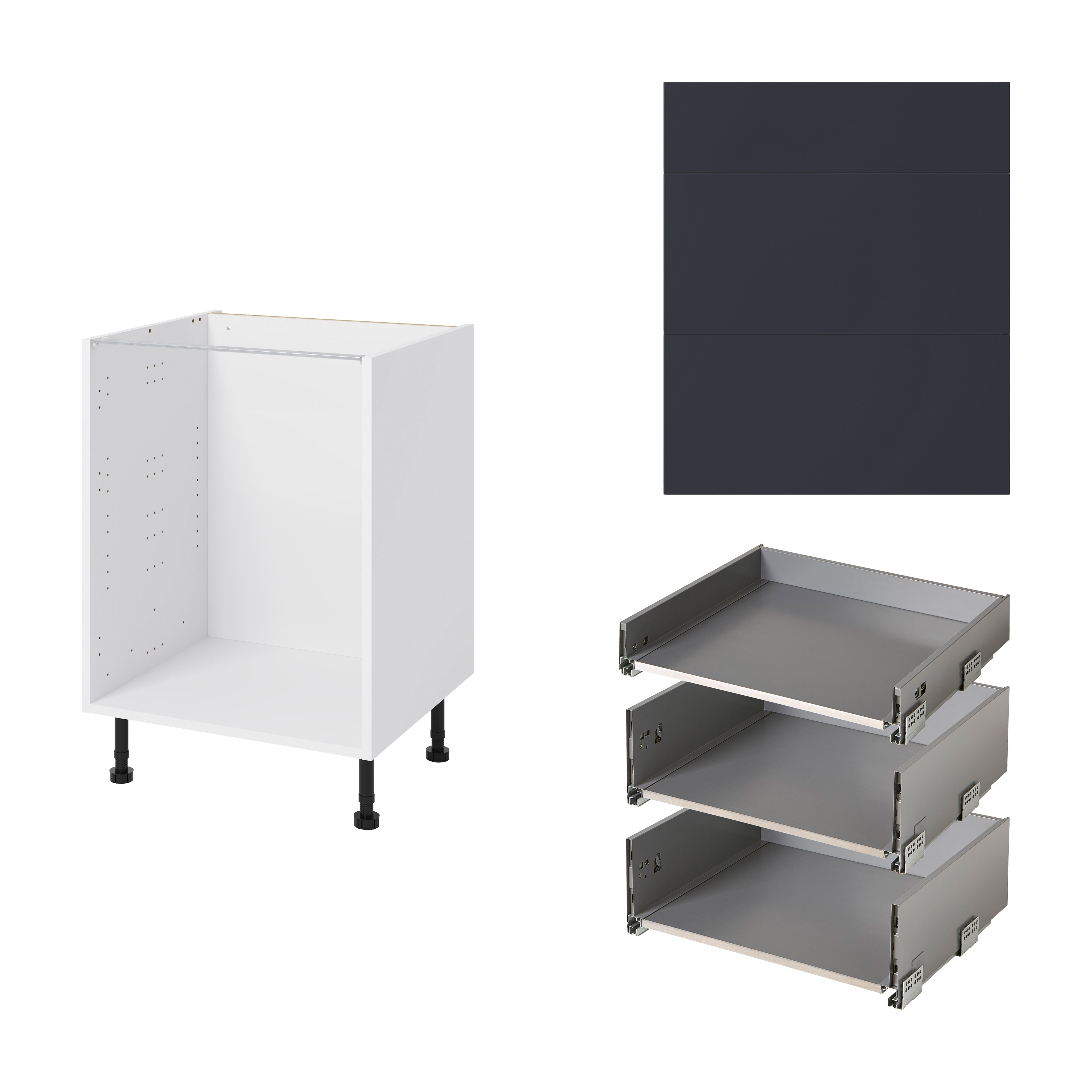 GoodHome Stevia Matt blue slab Base Kitchen cabinet (W)600mm (H)720mm