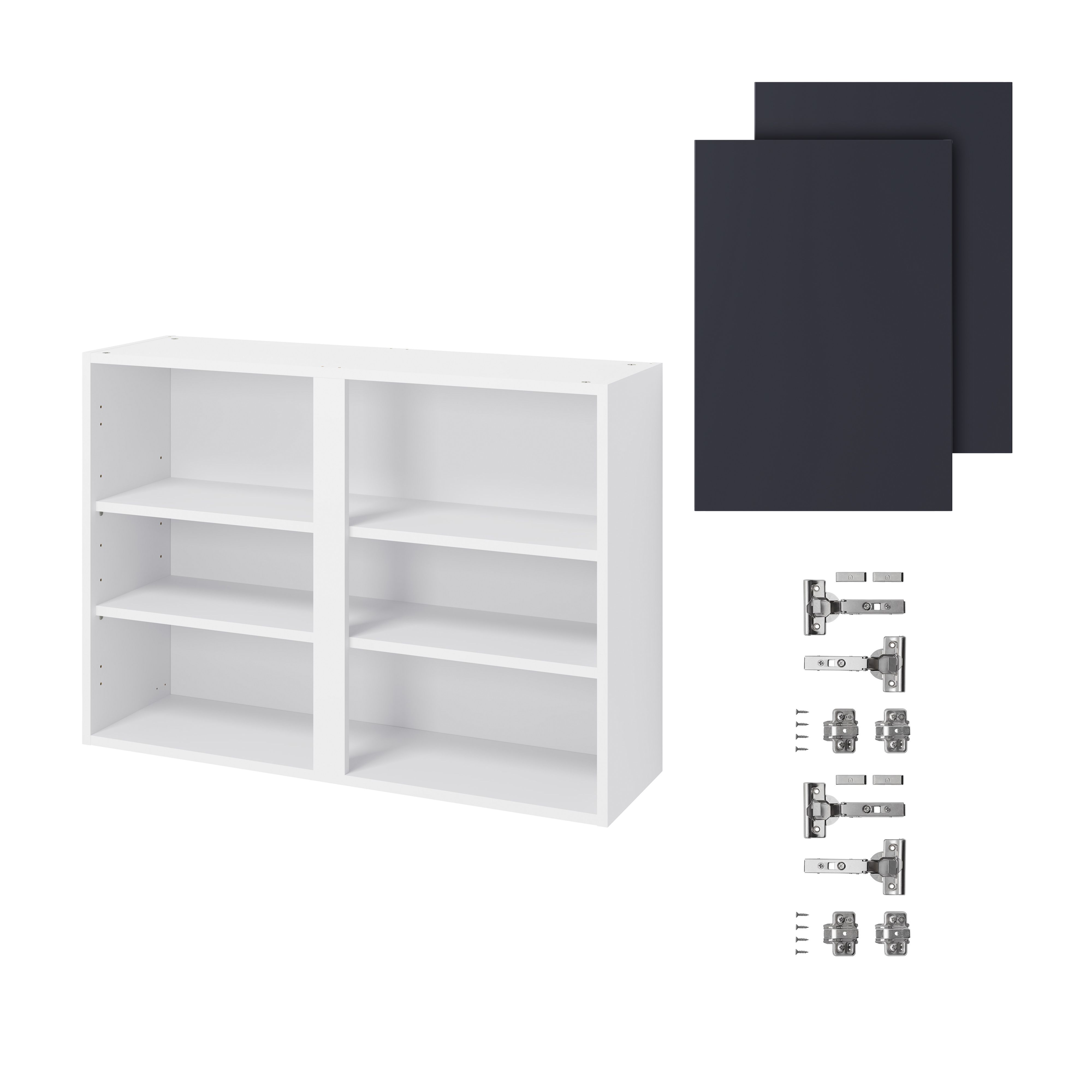GoodHome Stevia Matt blue slab Wall Kitchen cabinet (W)1000mm (H)720mm
