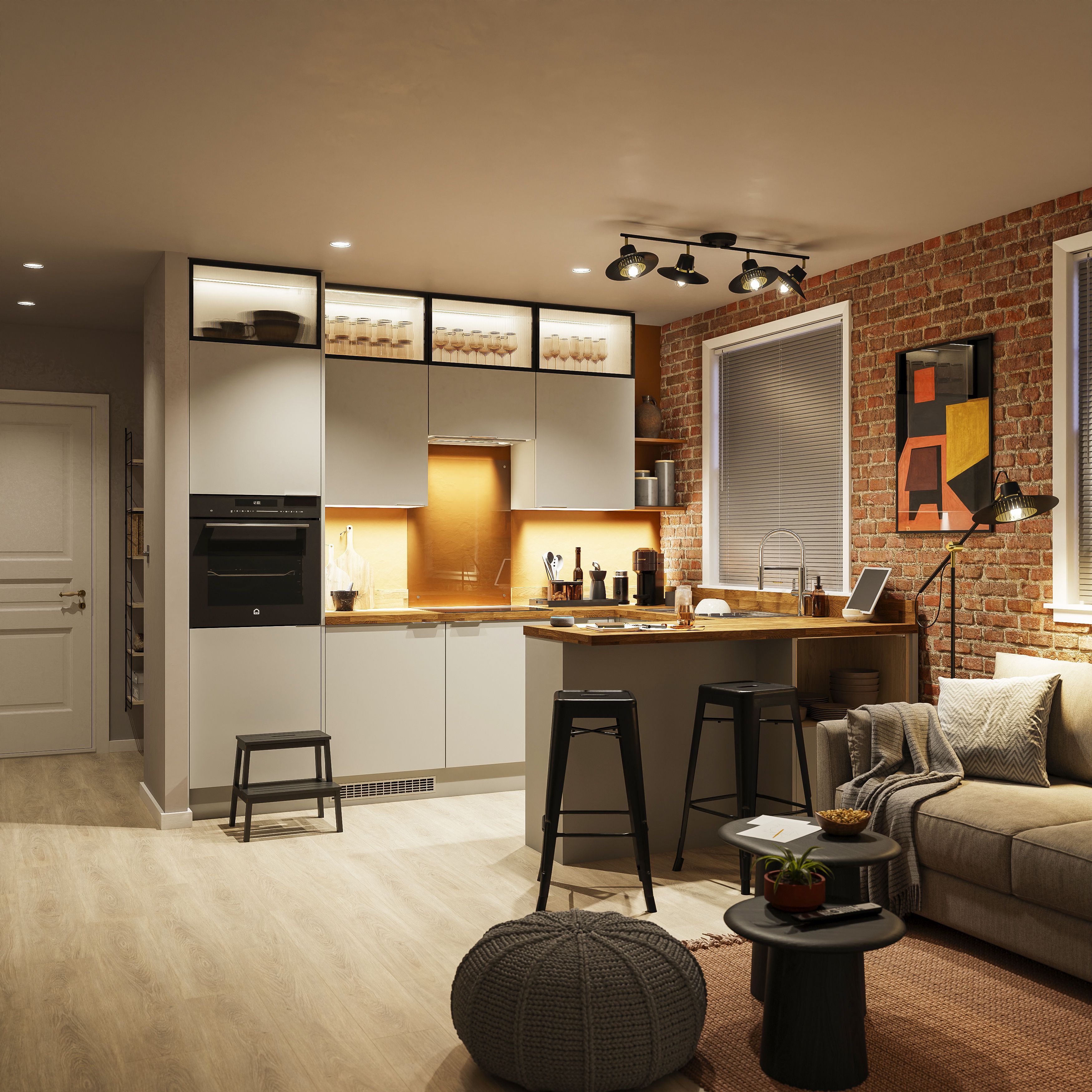 GoodHome Stevia Matt Pewter grey slab Highline Cabinet door (W)600mm (H)715mm (T)18mm