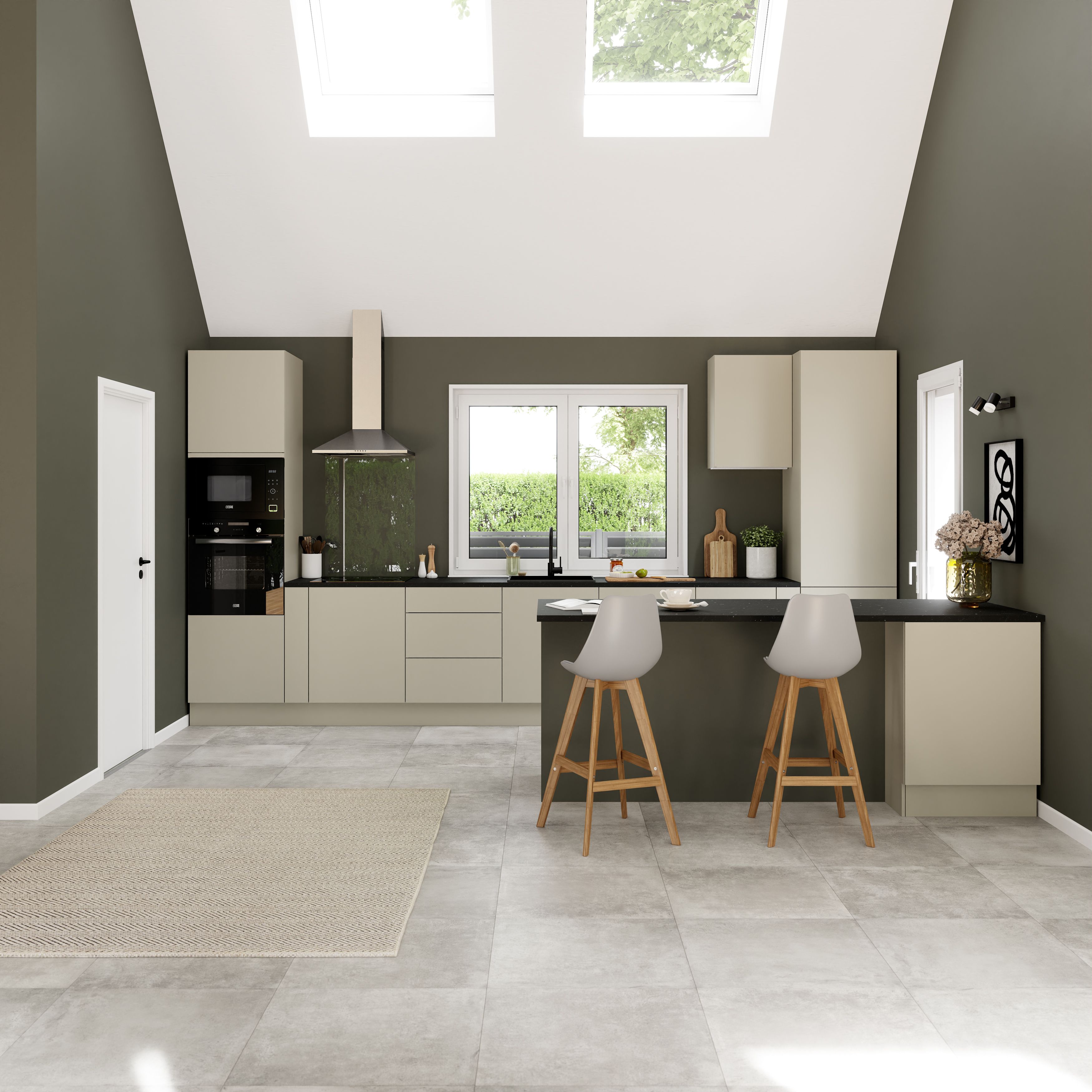GoodHome Stevia Matt sandstone slab Appliance Cabinet door (W)600mm (H)453mm (T)18mm