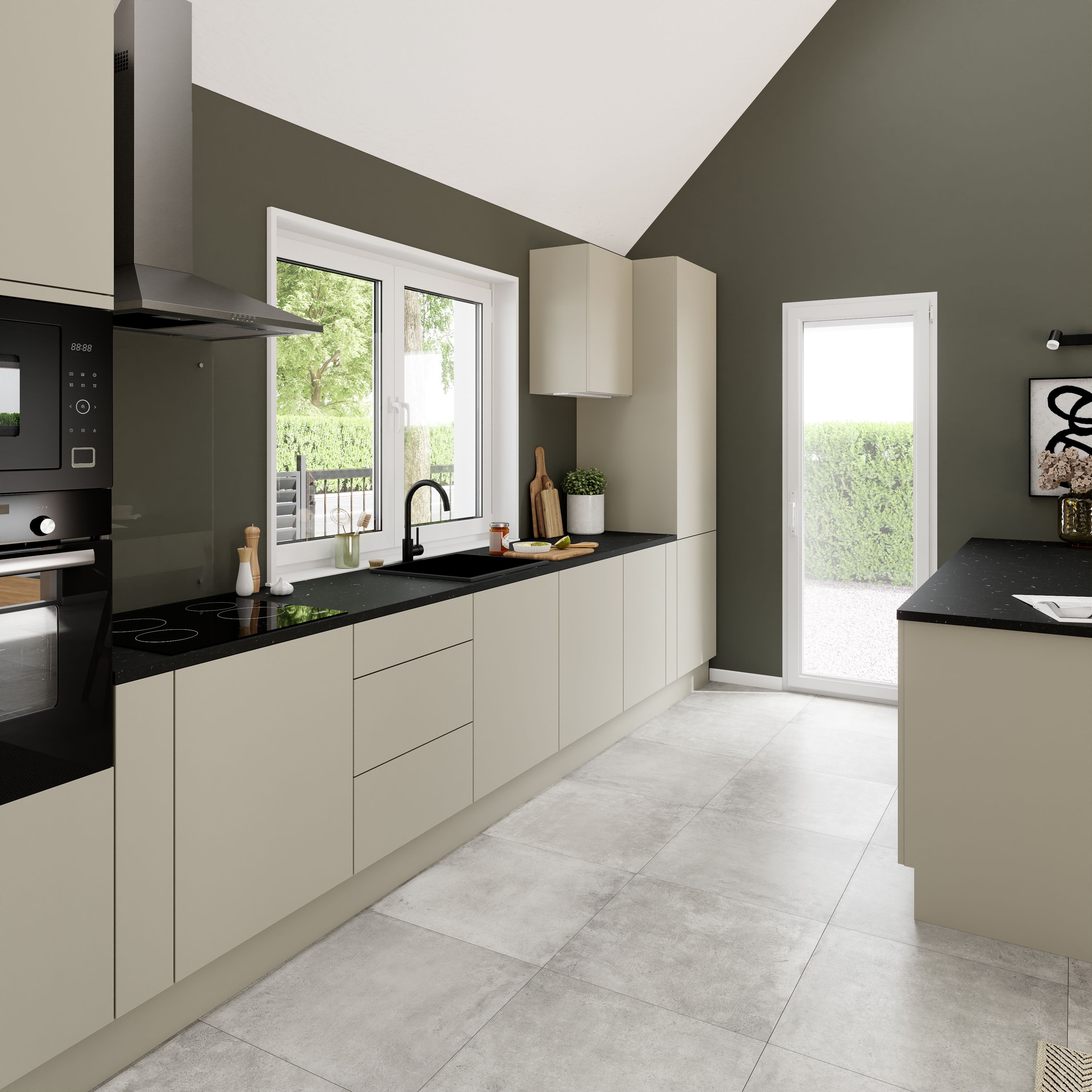 GoodHome Stevia Matt sandstone slab Appliance Cabinet door (W)600mm (H)453mm (T)18mm