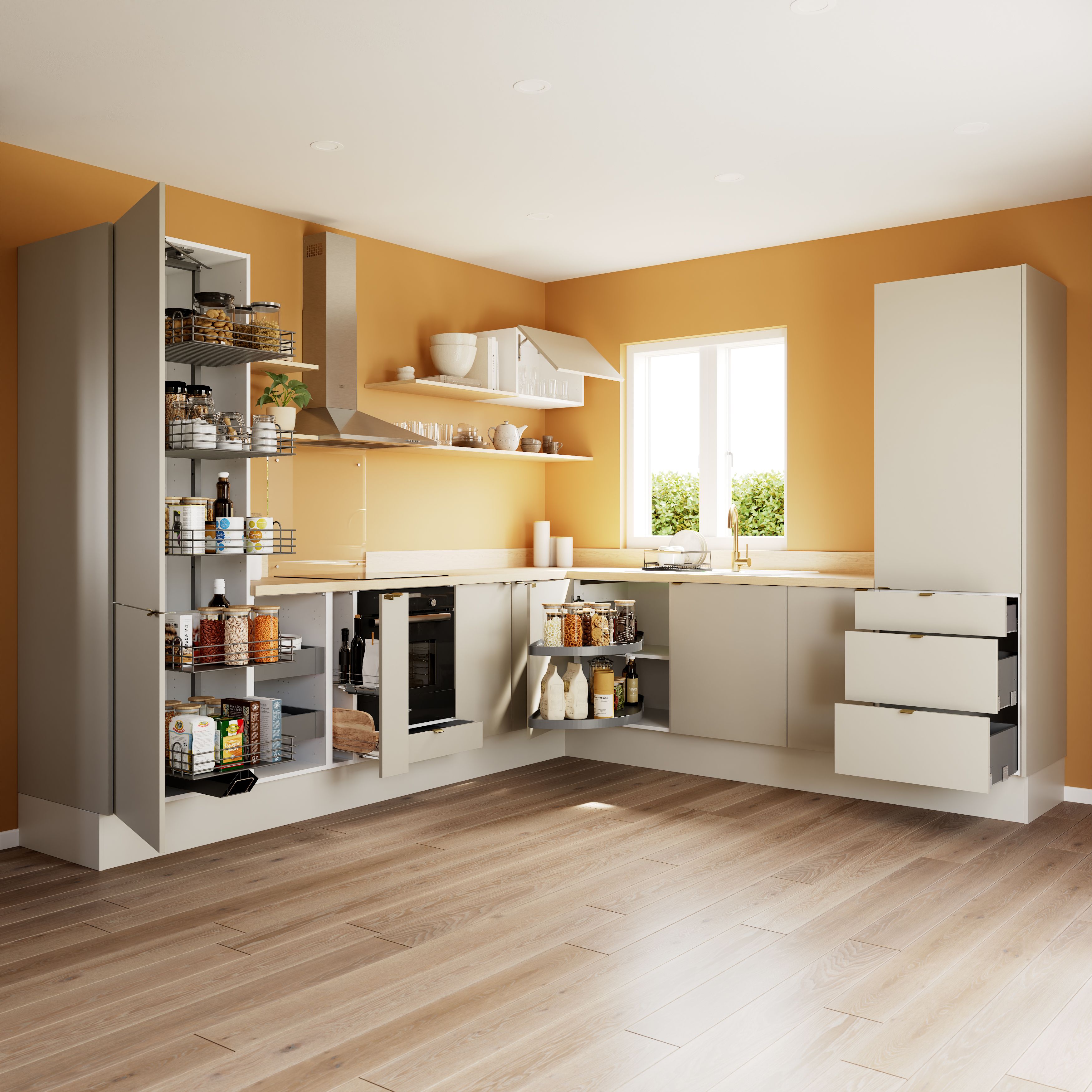 GoodHome Stevia Matt sandstone slab Highline Cabinet door (W)400mm (H)715mm (T)18mm