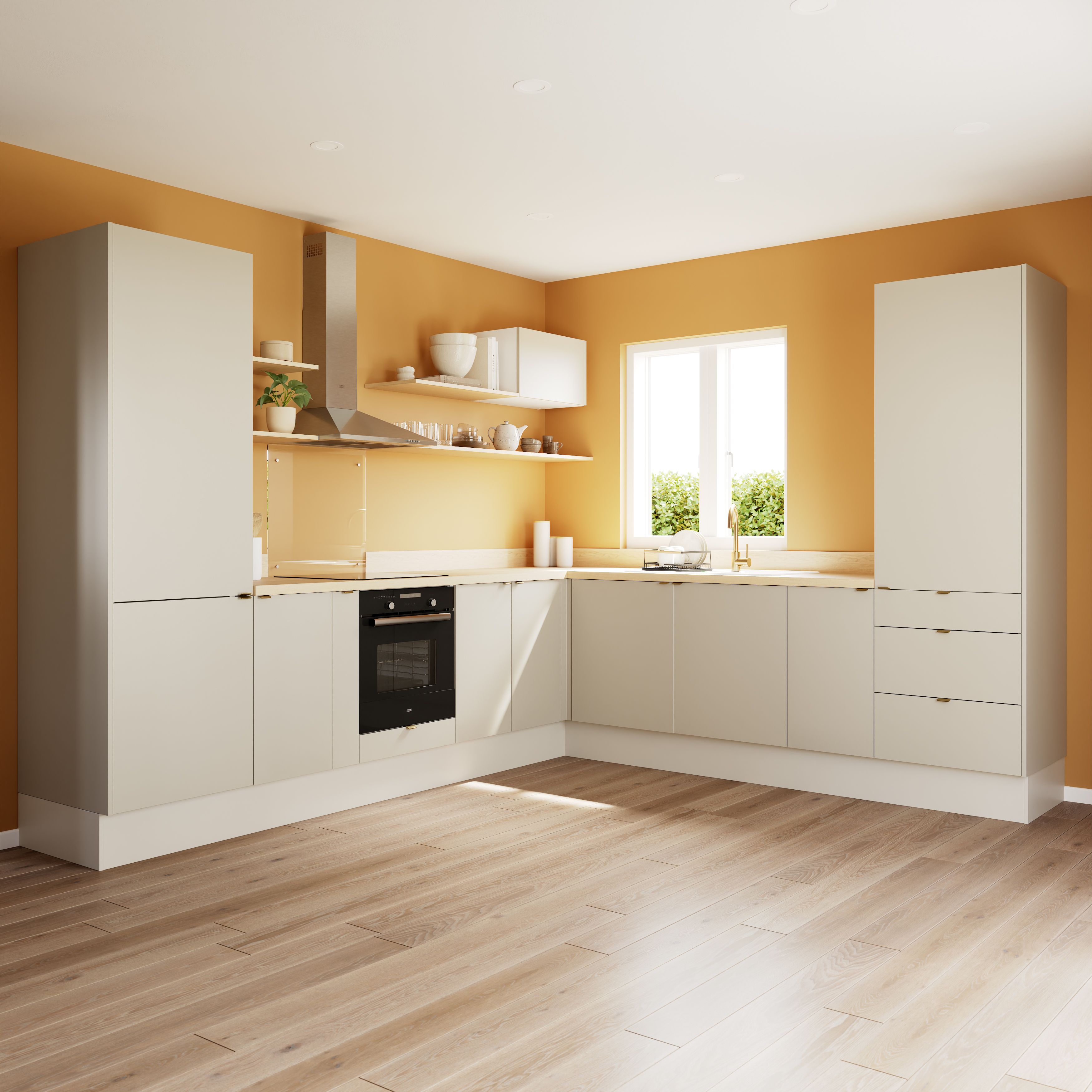 GoodHome Stevia Matt sandstone slab Highline Cabinet door (W)400mm (H)715mm (T)18mm
