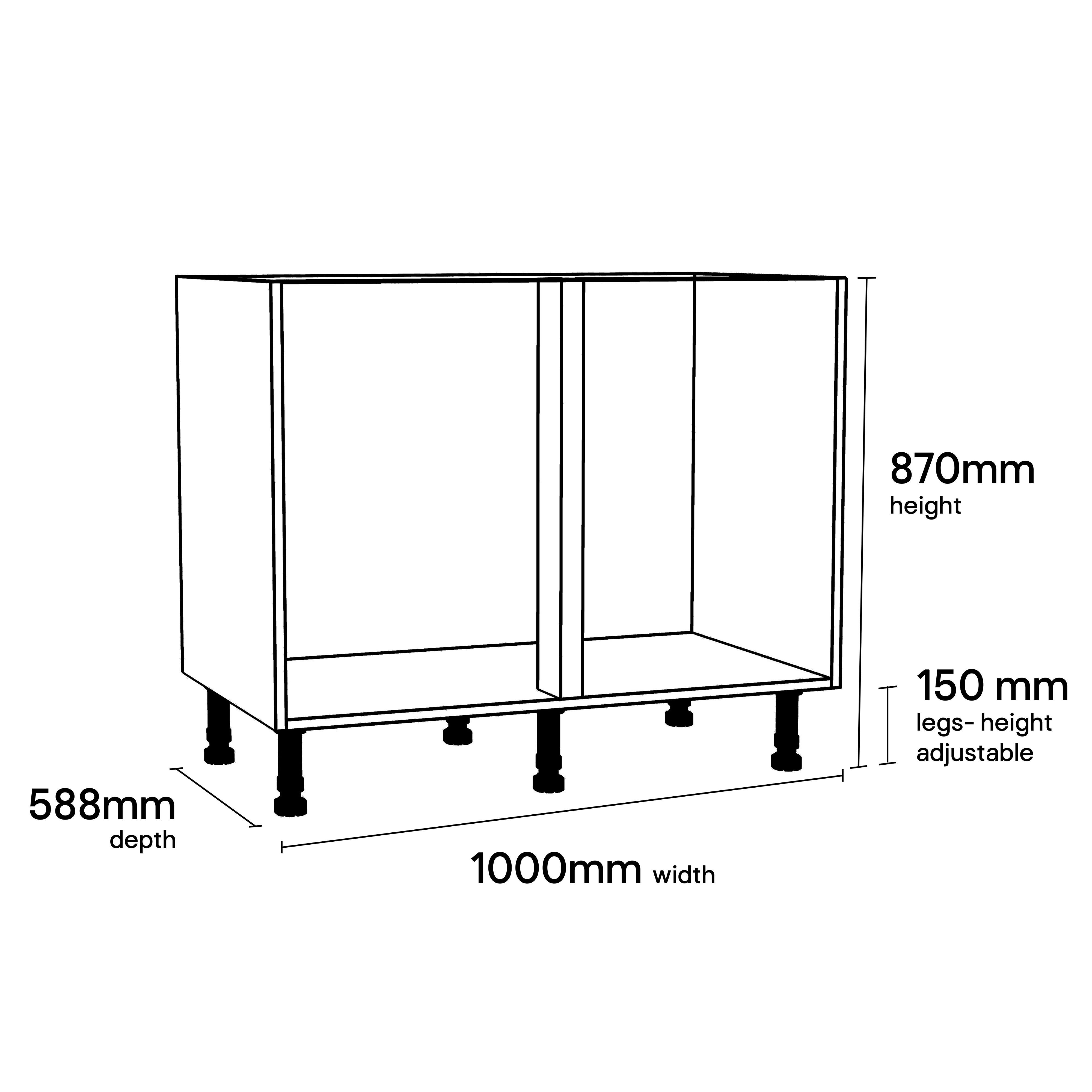 GoodHome Stevia White Base cabinet, (W)1000mm