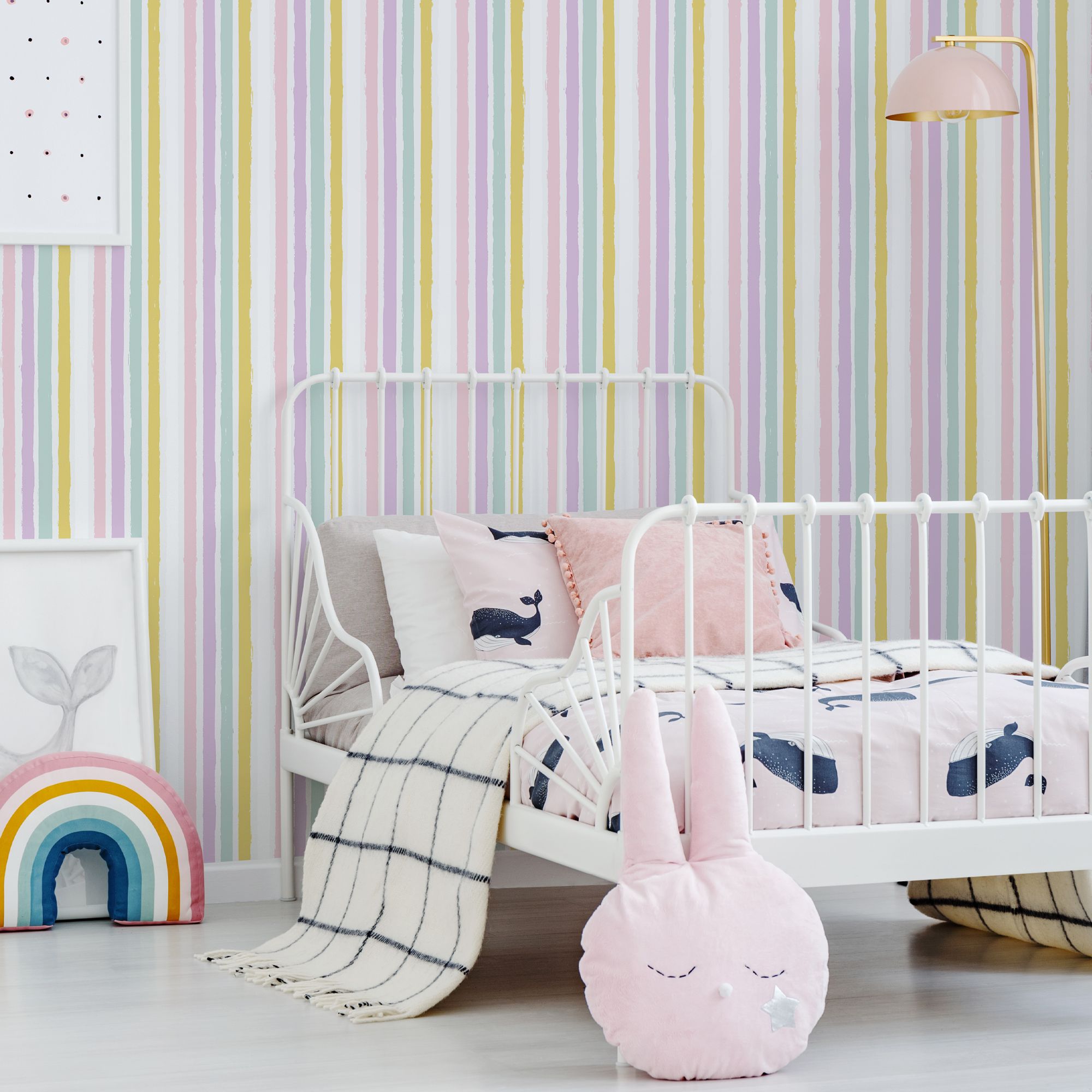 GoodHome Striped Multi Striped design Smooth Wallpaper Sample