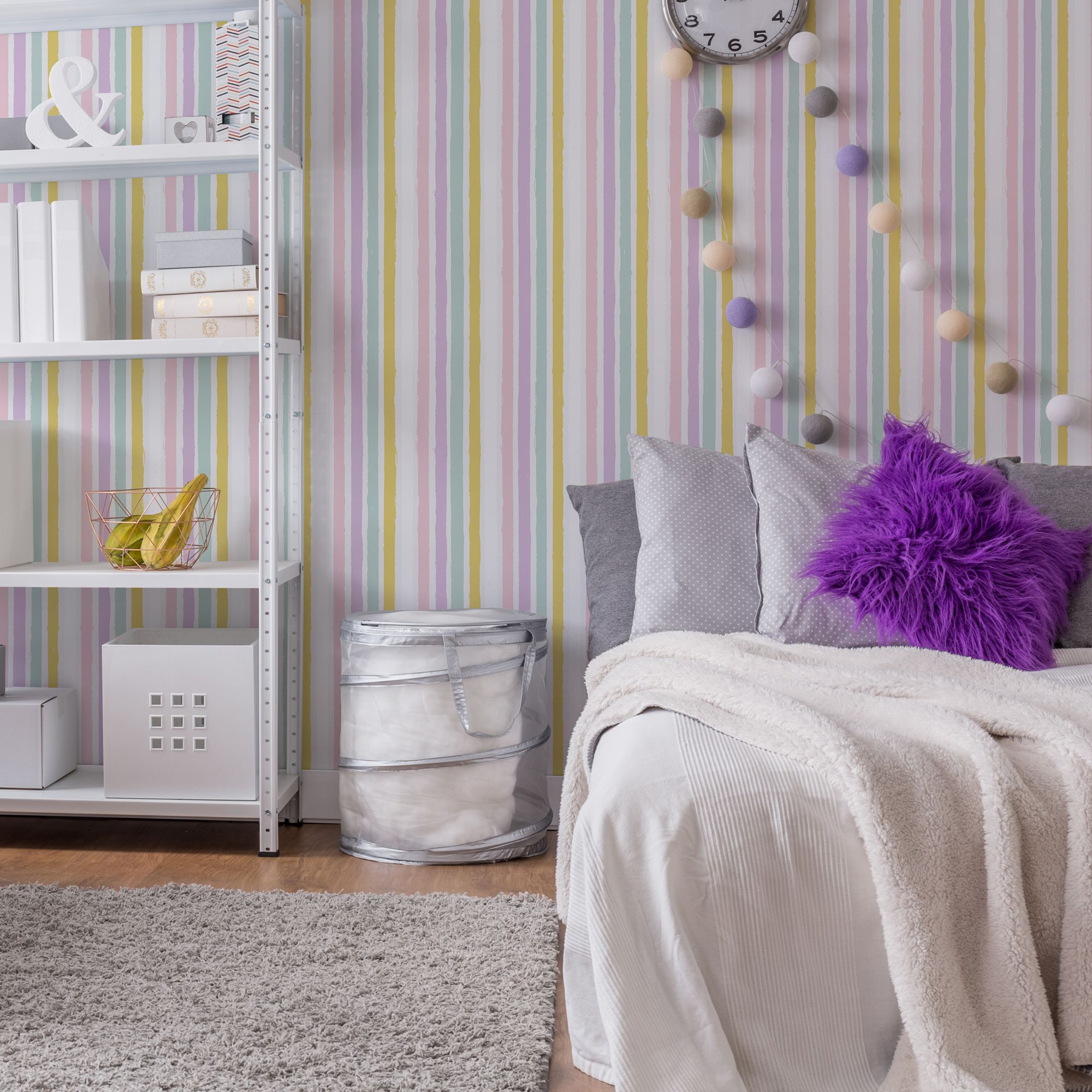 GoodHome Striped Multi Striped design Smooth Wallpaper Sample