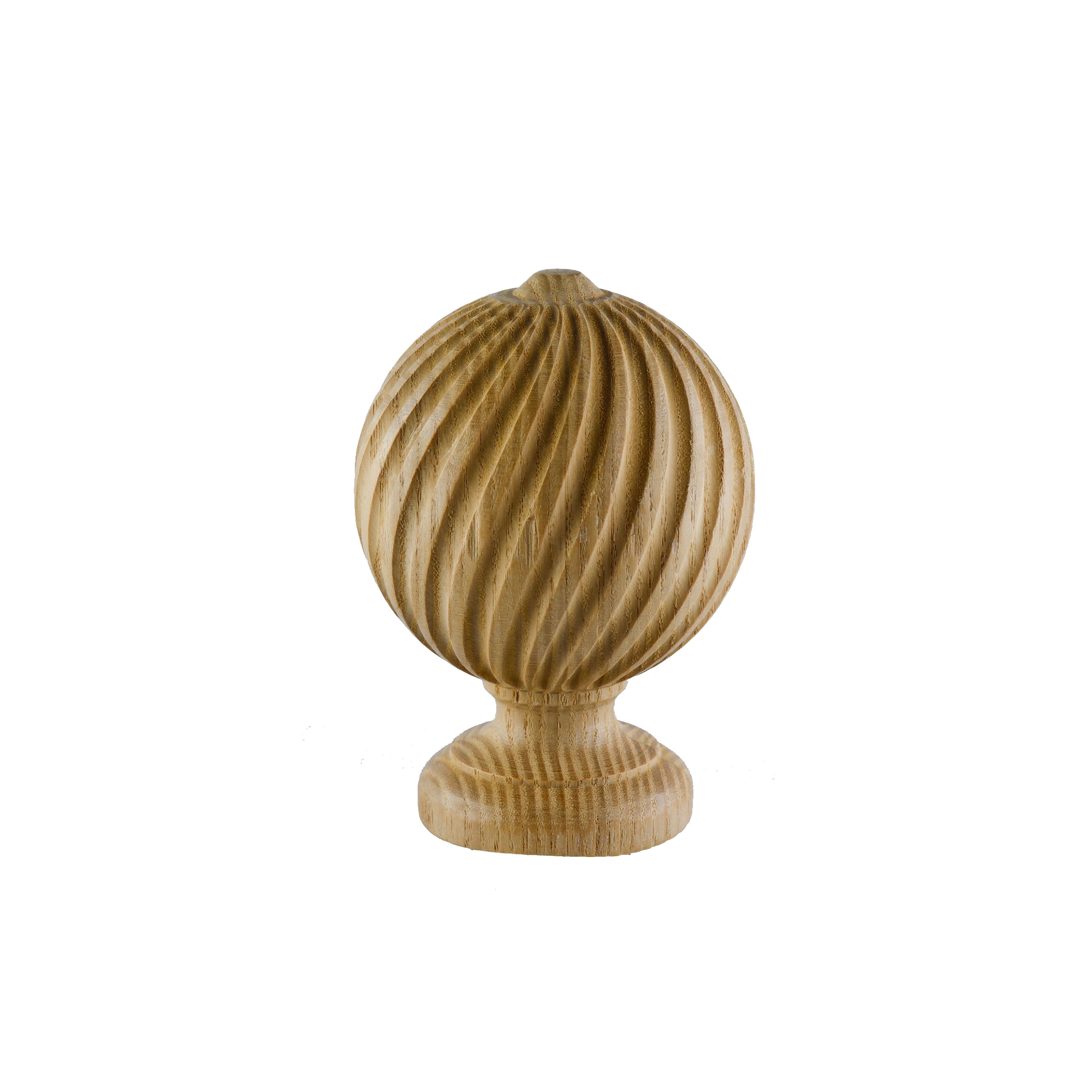 GoodHome Symi Natural Wood Stripped Curtain pole finial (Dia)28mm