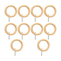 GoodHome Symi Oak effect Neutral Curtain ring (Dia)35mm, Pack of 10