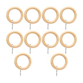 GoodHome Symi Oak effect Neutral Curtain ring (Dia)35mm, Pack of 10