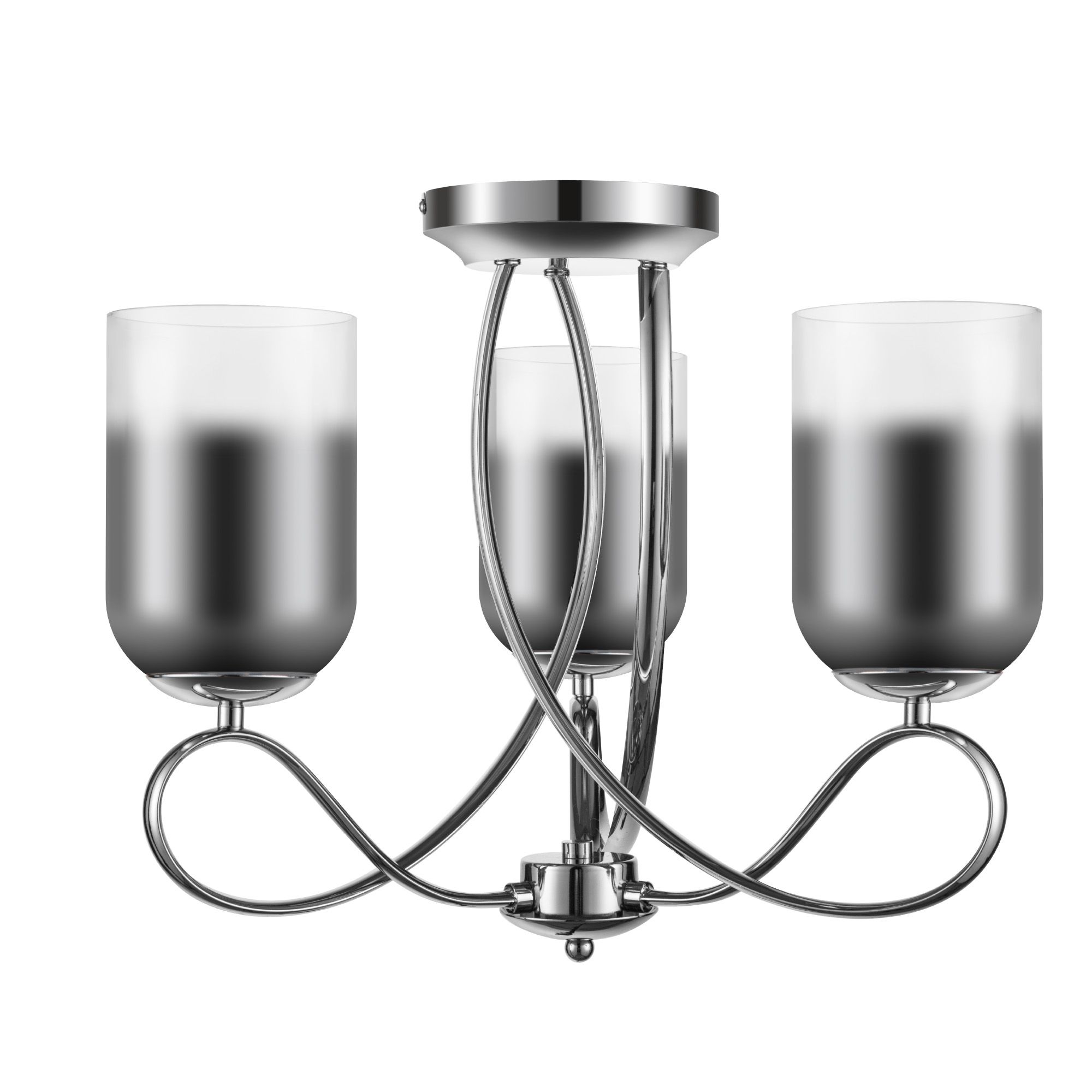 GoodHome Tadley Round Glass & metal Chrome & smoked glass effect 3 Lamp LED Ceiling light