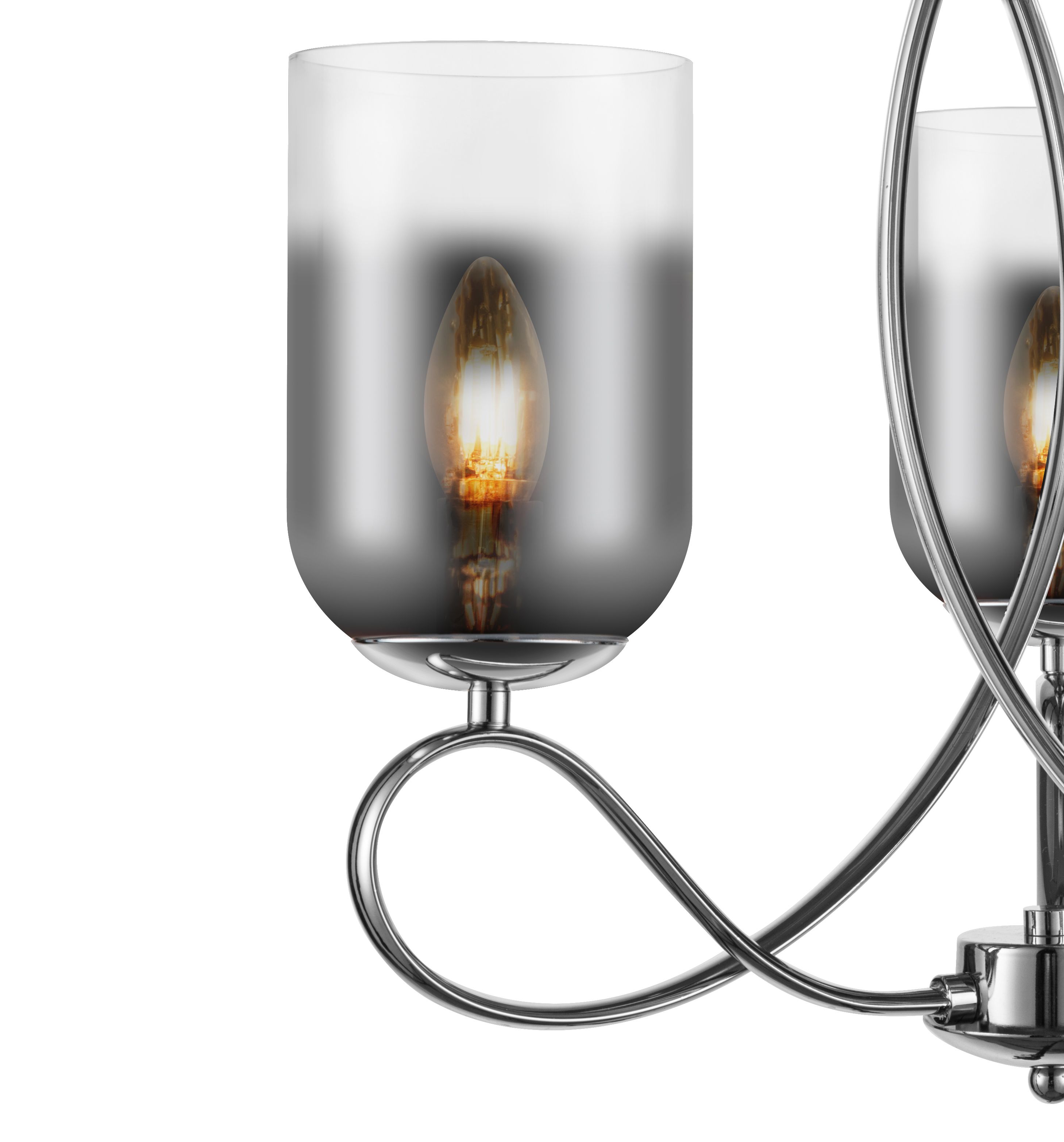 GoodHome Tadley Round Glass & metal Chrome & smoked glass effect 3 Lamp LED Ceiling light