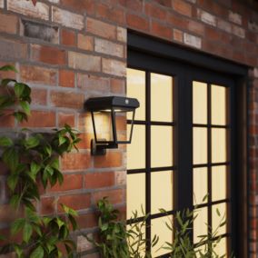 GoodHome Tamaria Non-adjustable Black Solar-powered Integrated LED PIR With motion sensor Outdoor Wall light