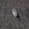 GoodHome Tamarix Black Wording Distressed effect Textured Wallpaper