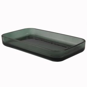 GoodHome Tanera Green Glass Soap dish (W)23cm
