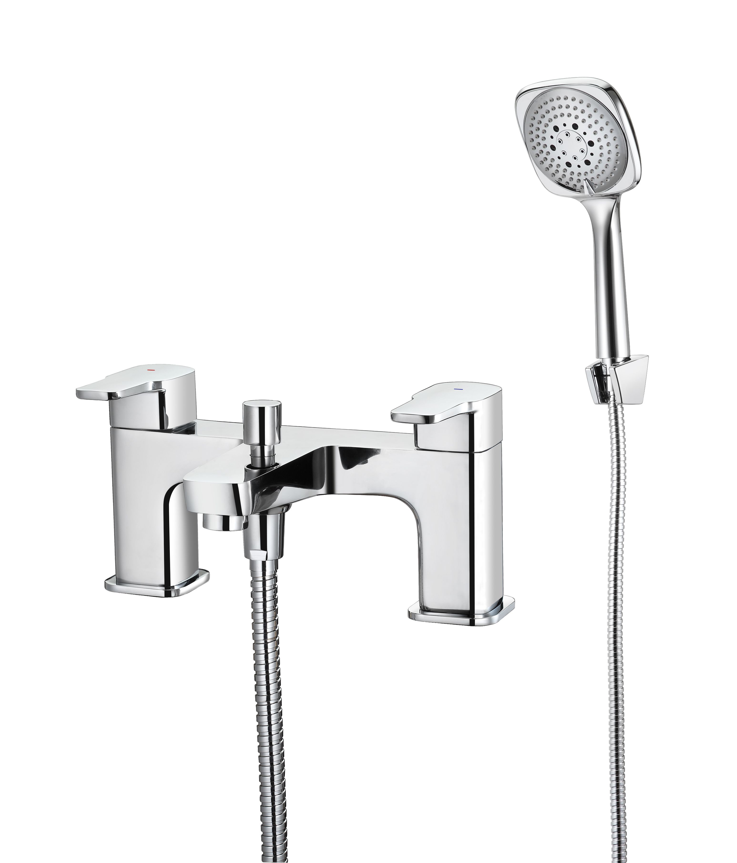 GoodHome Teesta Chrome effect Ceramic disk Freestanding Mixer tap with shower kit