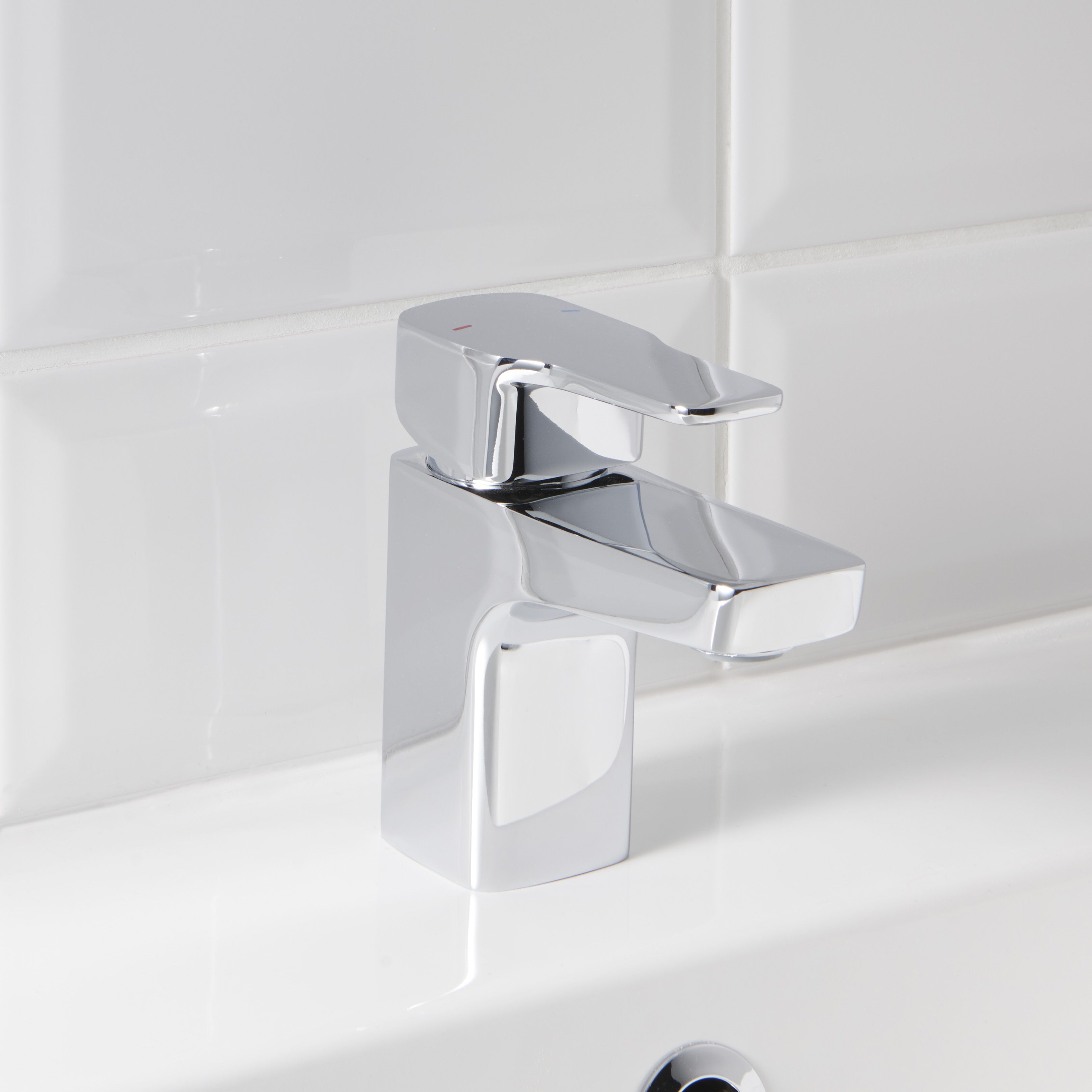 GoodHome Teesta Small Square Deck-mounted Manual Basin Mono mixer Tap