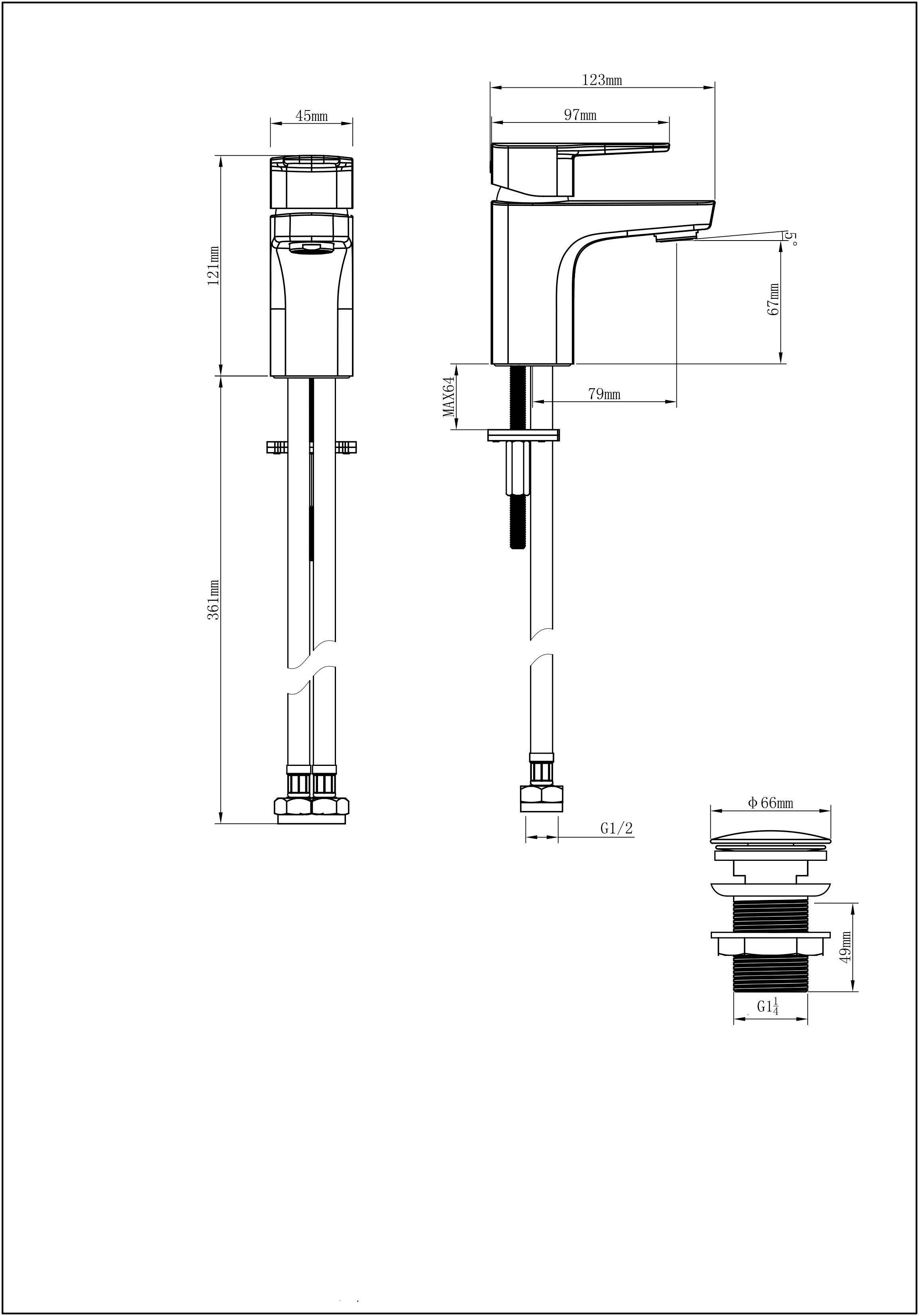 GoodHome Teesta Small Square Deck-mounted Manual Basin Mono mixer Tap