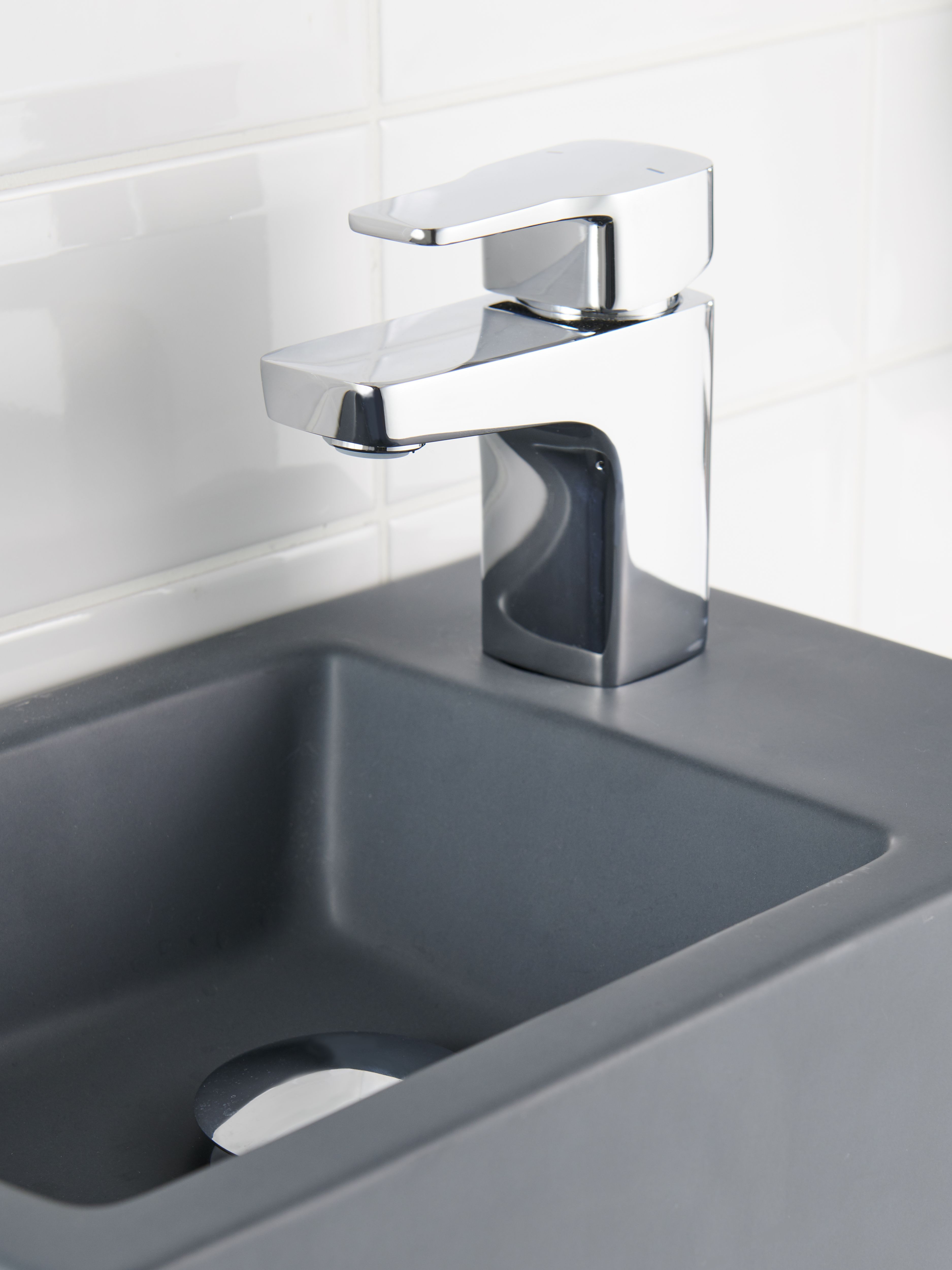 GoodHome Teesta Small Square Deck-mounted Manual Basin Mono mixer Tap