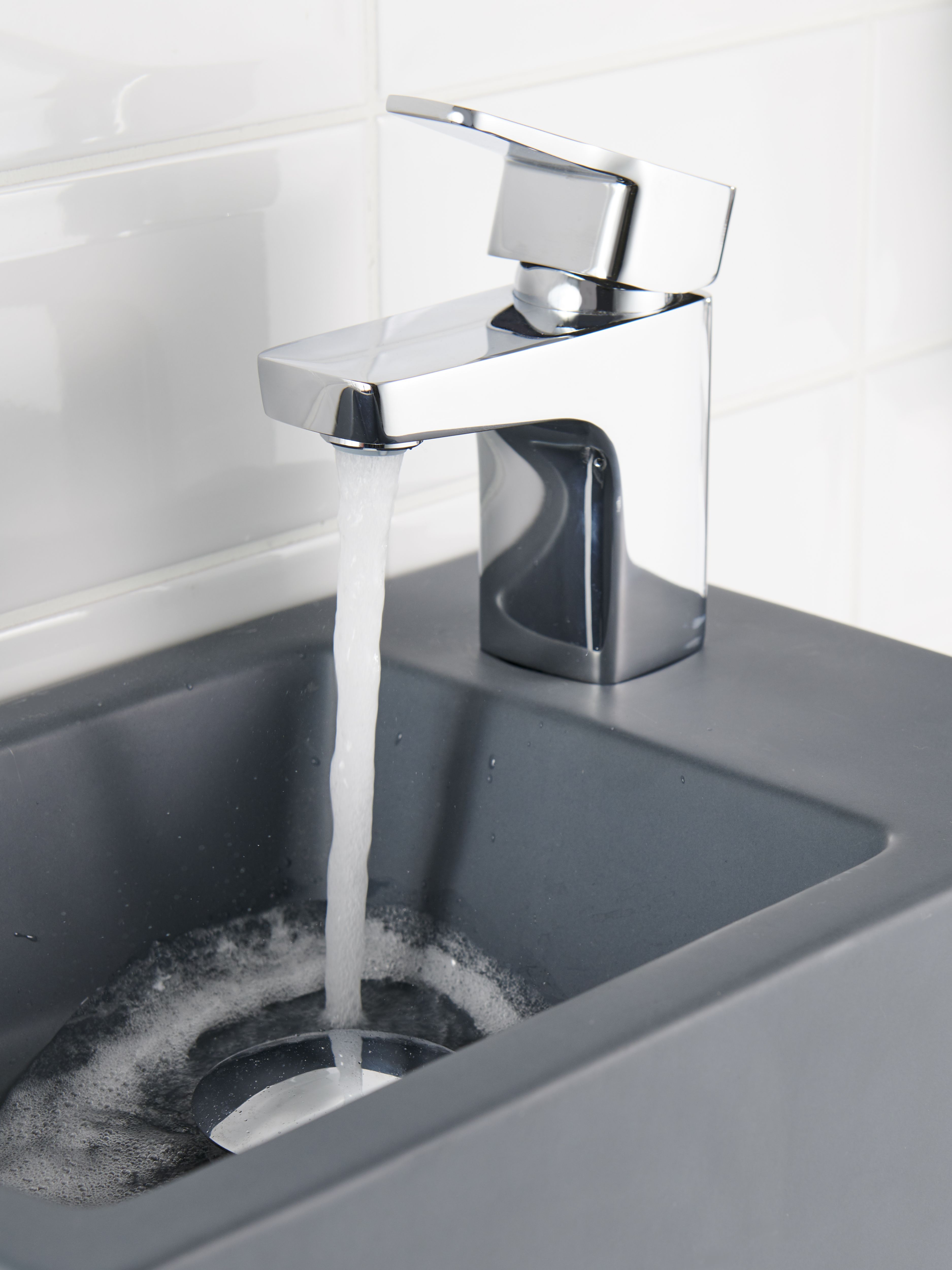 GoodHome Teesta Small Square Deck-mounted Manual Basin Mono mixer Tap