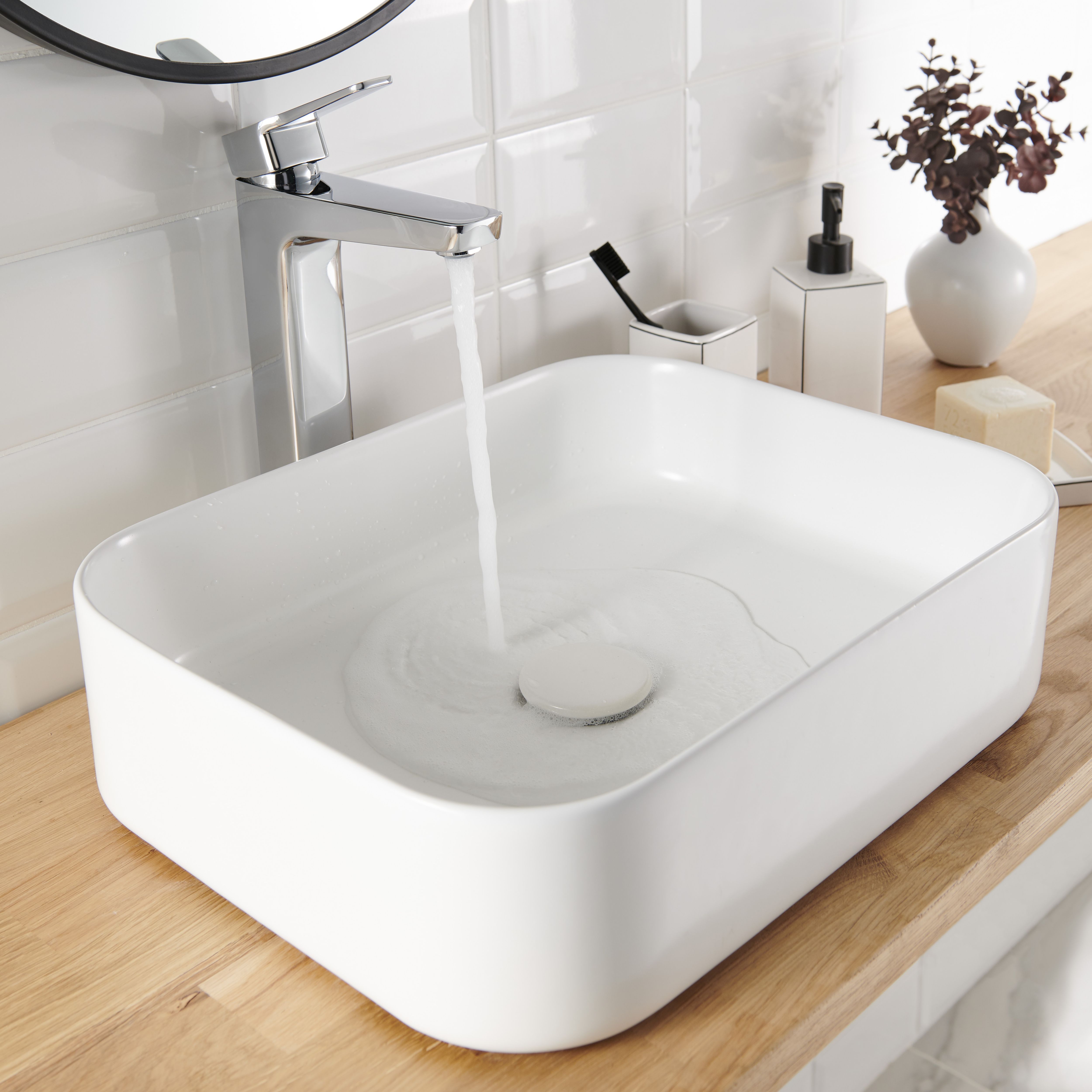 GoodHome Teesta Tall Square Deck-mounted Manual Sink or worktop Mono mixer Tap