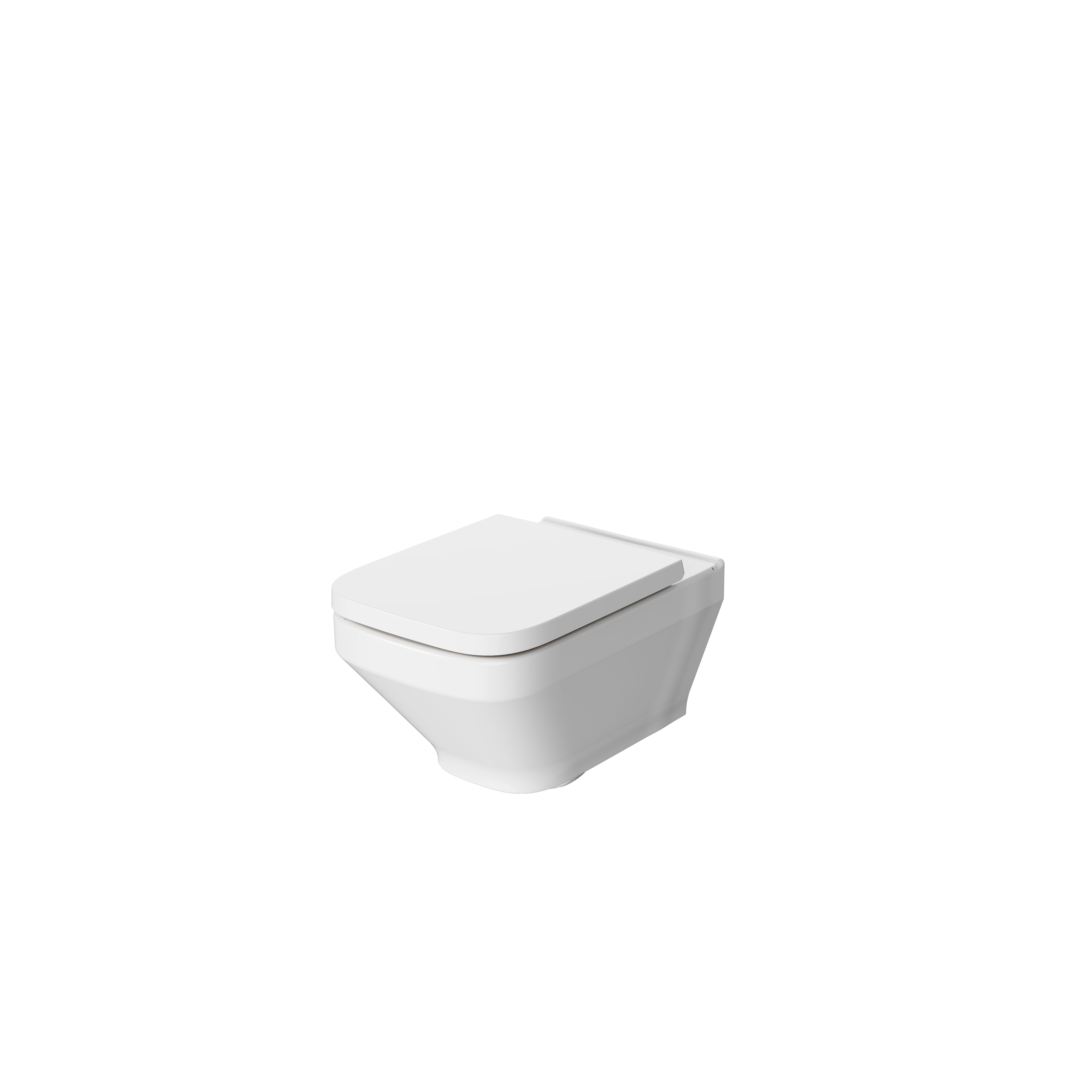 GoodHome Teesta White Rimless Wall hung Square Toilet pan with Soft close  seat