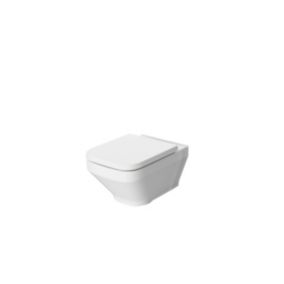 GoodHome Teesta White Rimless Wall hung Square Toilet pan with Soft close seat