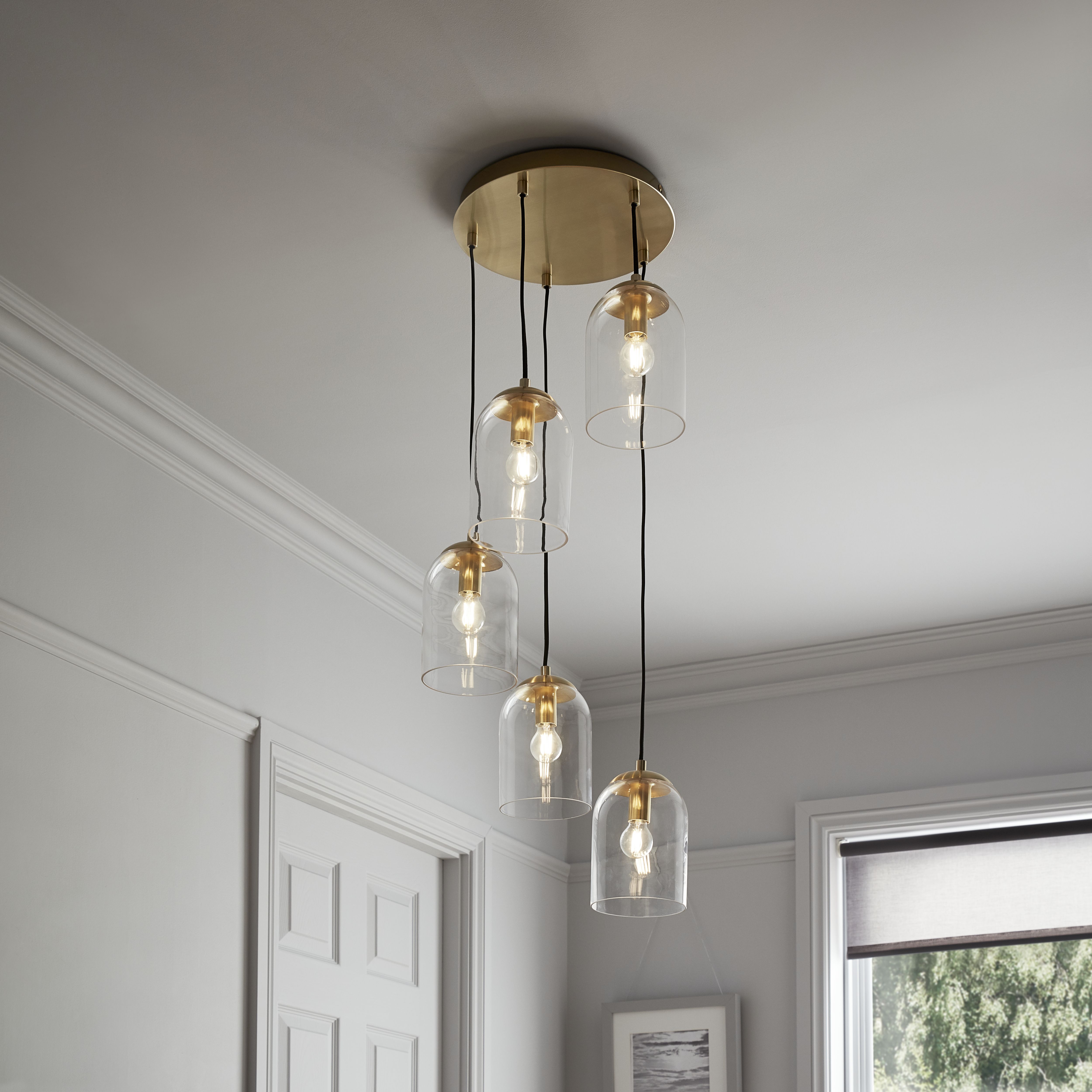 GoodHome Thestias Brass effect 5 Lamp Pendant ceiling light, (Dia)380mm