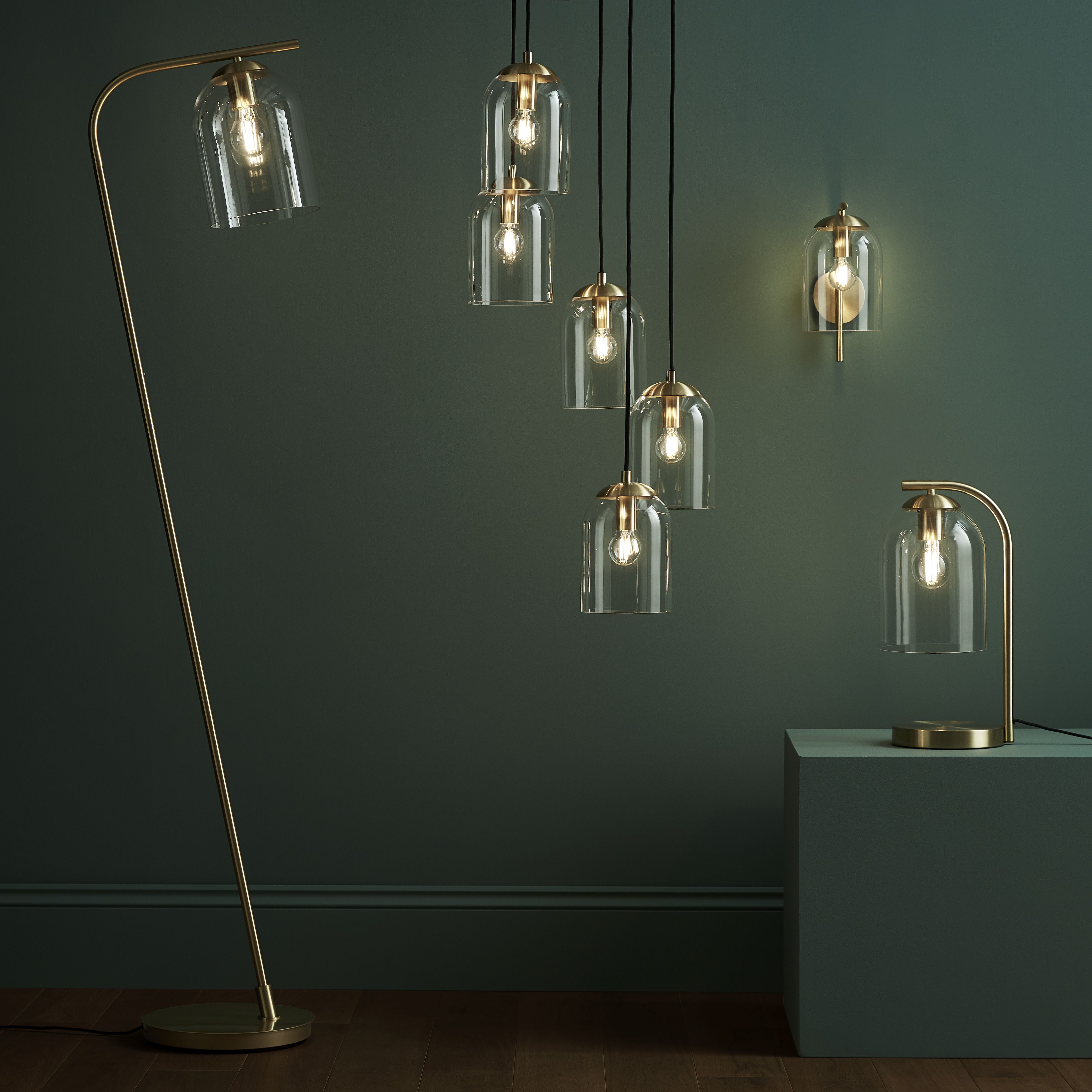 GoodHome Thestias Brass effect Wall light